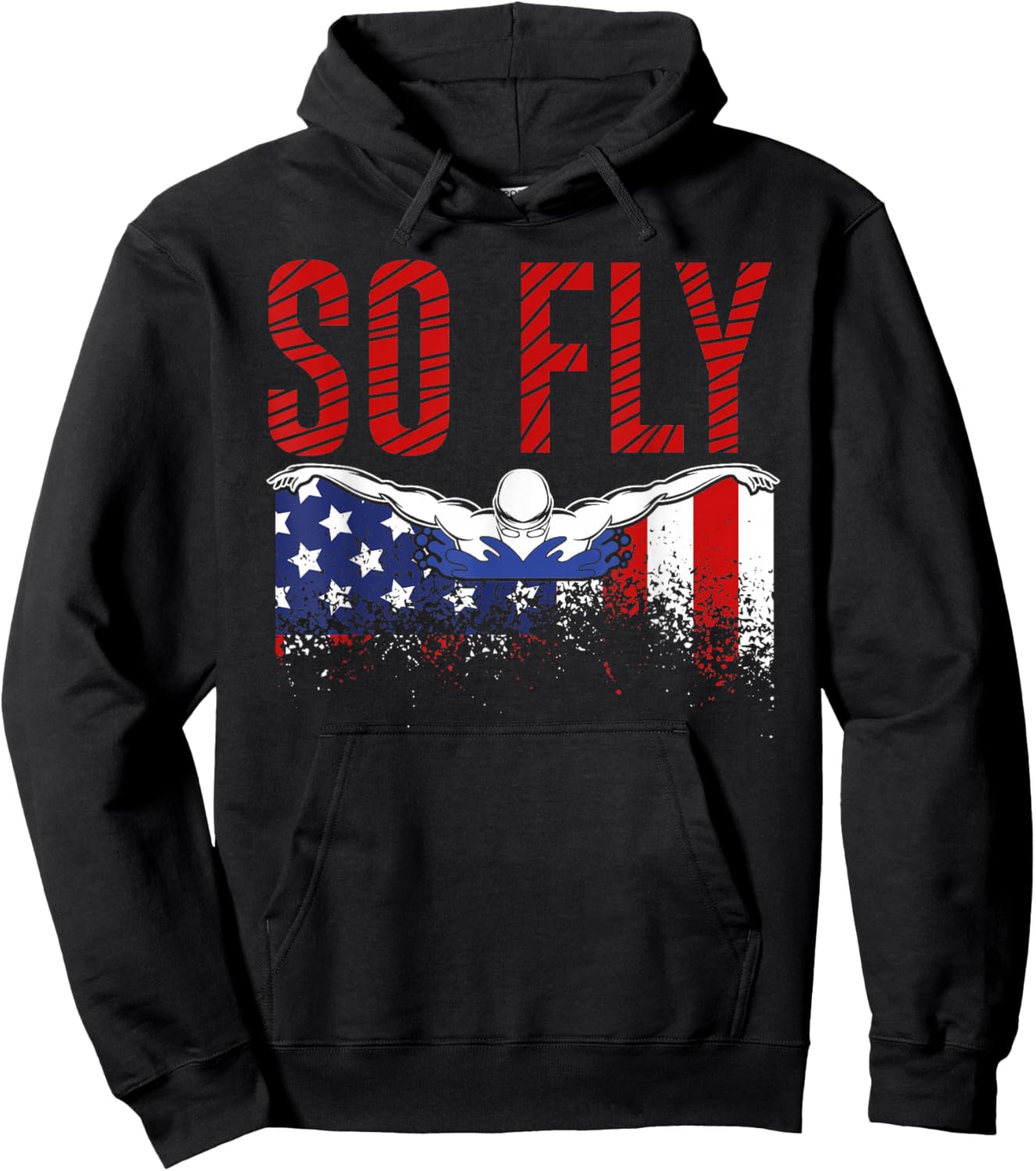 So Fly USA Swimming Team Sports Athlete US Swim Aquatic Hoodie - Hoodie | Black