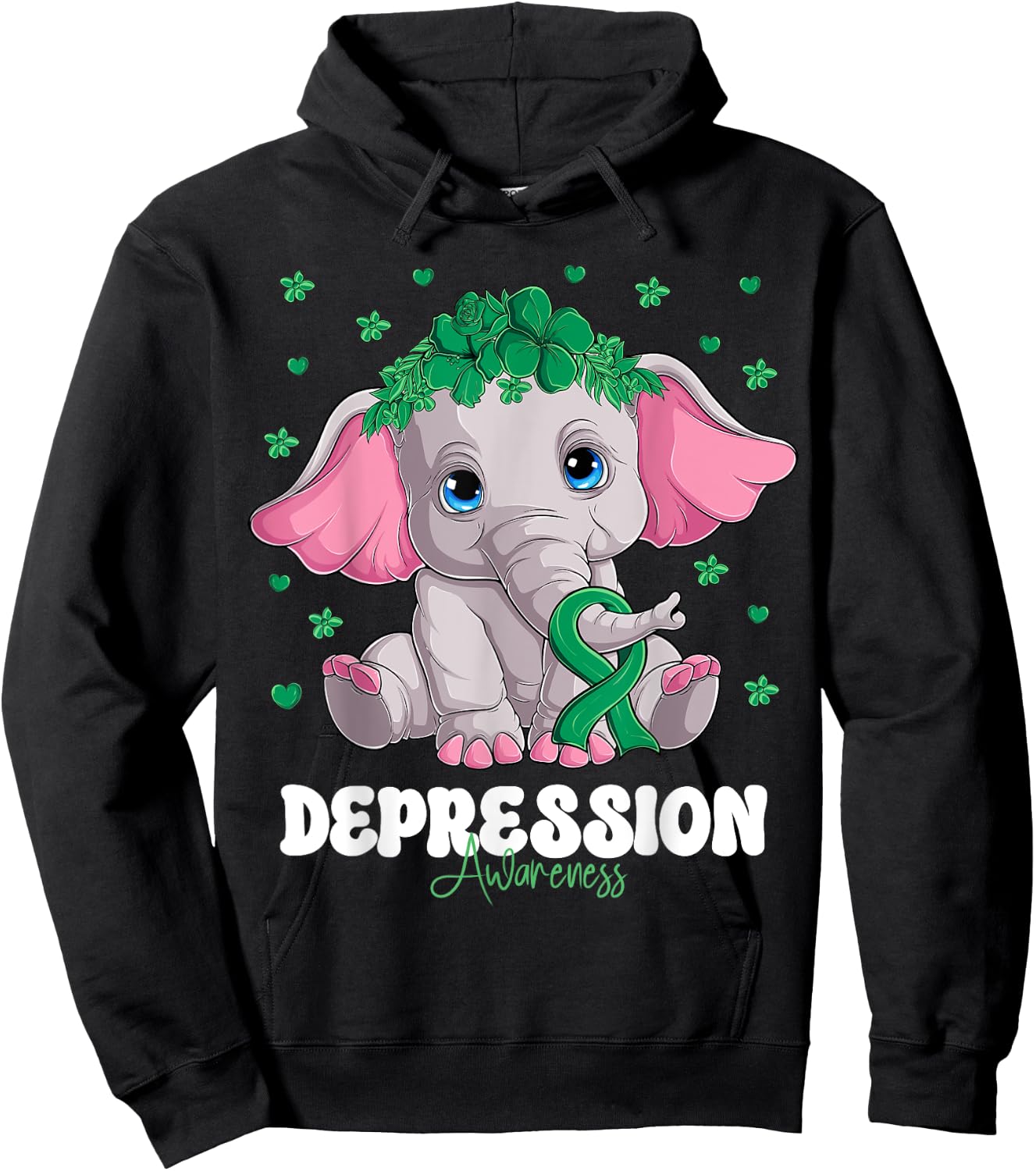 Green Ribbon Survivor Warrior Depression Awareness Hoodie - Hoodie | Black