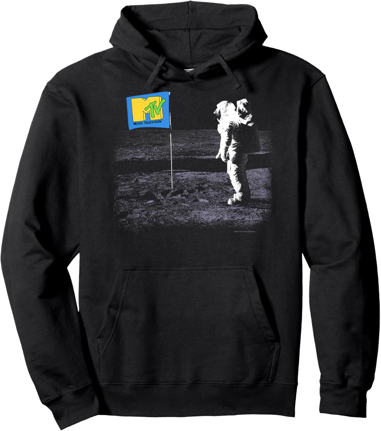 MTV Moon Person Vintage Flag on Moon Hoodie - Hoodie | Black