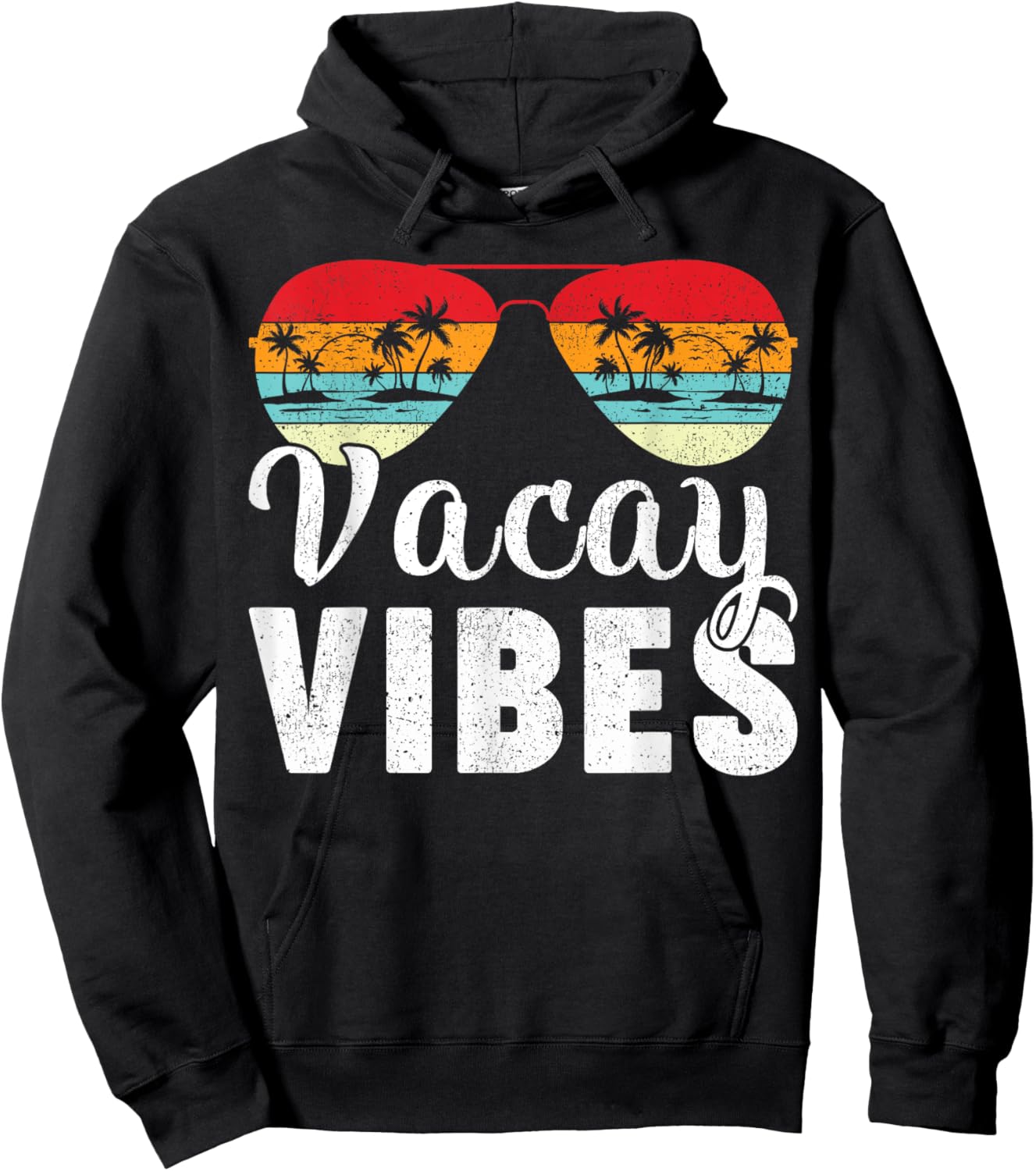 Vintage Palm Tree Sunglasses Summer Vacation Vacay Vibes Hoodie - Hoodie | Black