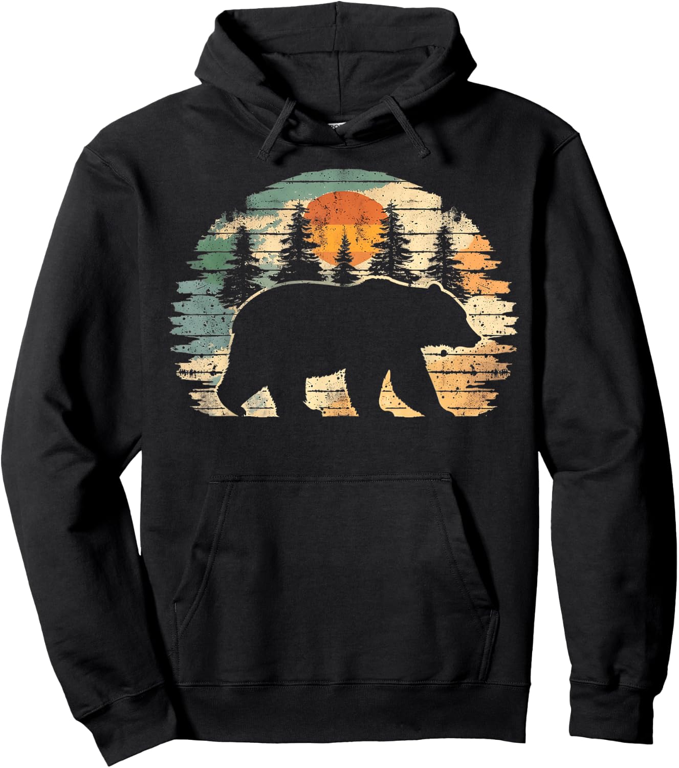 Outdoor Nature Full Moon Trees Wildlife Forest Animal Bear Hoodie - Hoodie | Black
