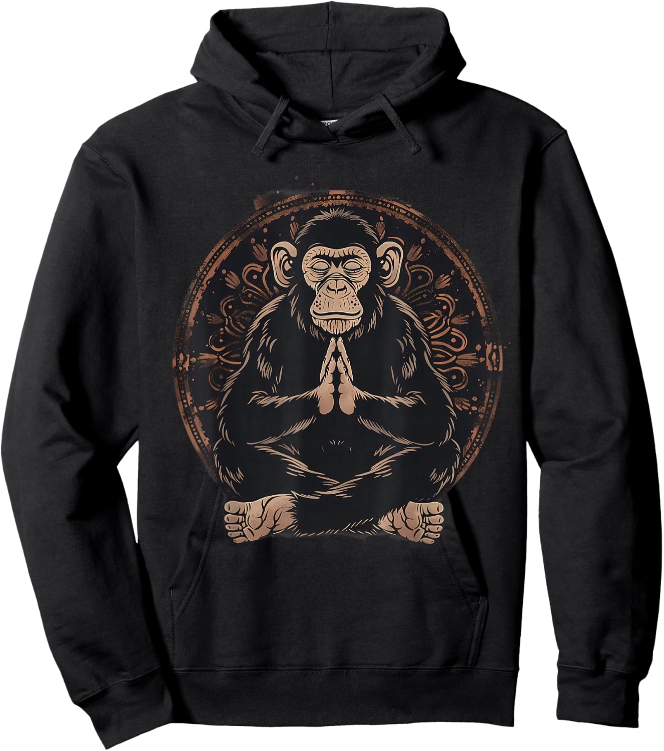 Meditation Monkey Mandala Buddhist Zen Buddha Spiritual Hoodie - Hoodie | Black