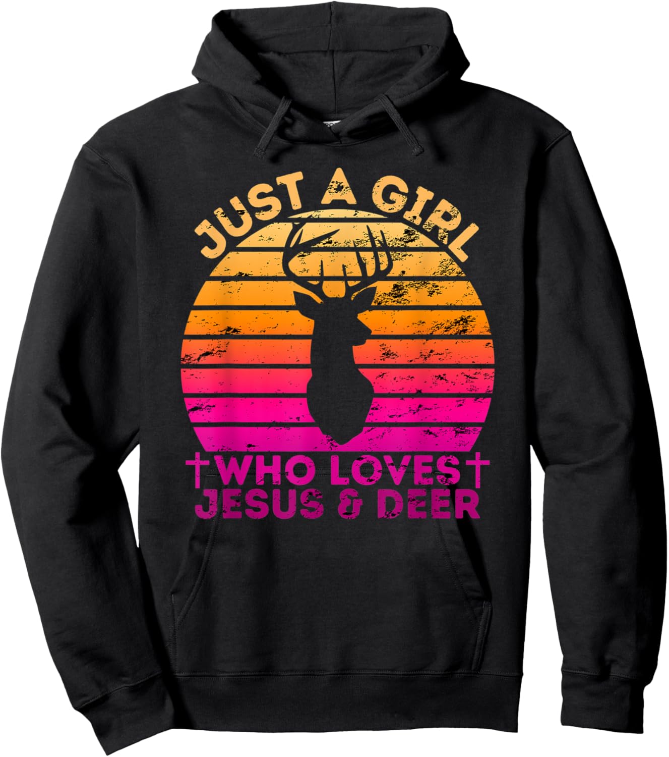 Girl Who Loves Jesus And Deer - Christian Woman Hoodie - Hoodie | Black