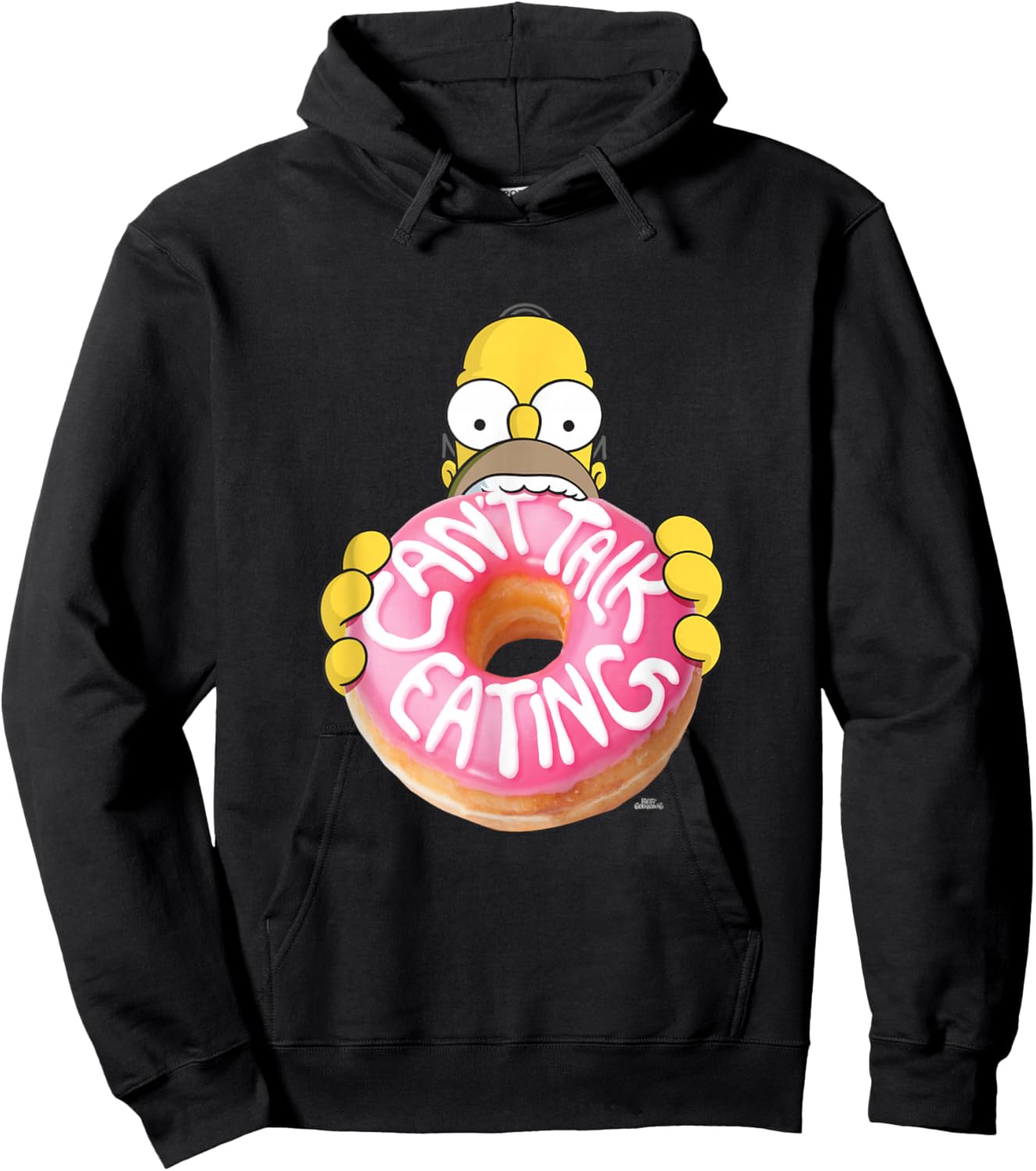 The Simpsons Homer Can't Talk Eating Donut Small Hoodie - Hoodie | Black