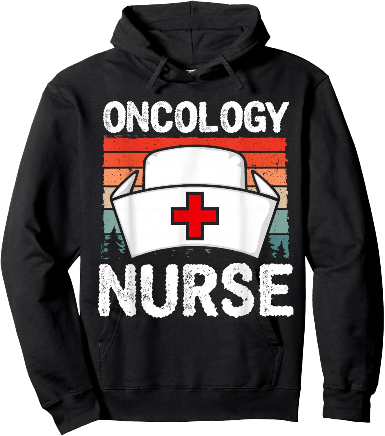 Cute Oncology Nurse Vintage Sunset Medical Nursing Scrubs Hoodie - Hoodie | Black