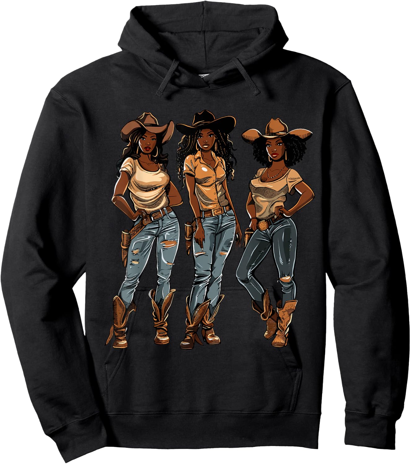 Black African American Cowgirl Western Country Texas Rodeo Hoodie - Hoodie | Black