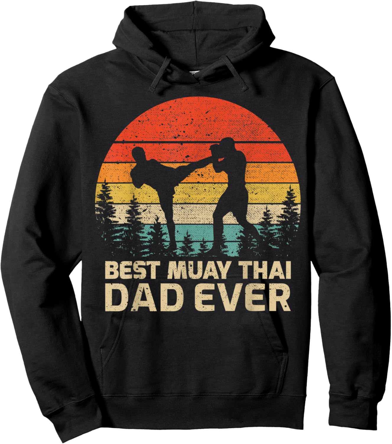 Retro Vintage Best Muay Thai Dad Ever Father's Day Hoodie - Hoodie | Black