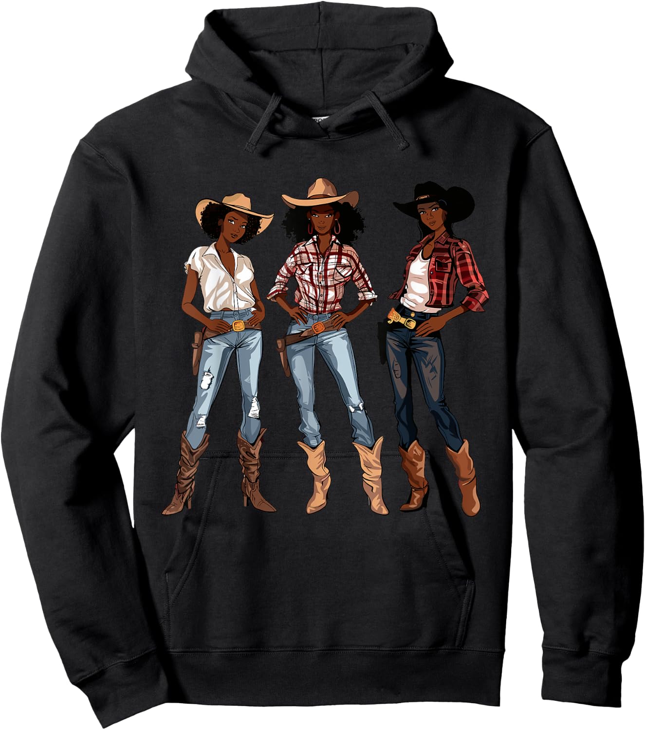 Black African American Cowgirl Western Country Texas Rodeo Hoodie - Hoodie | Black