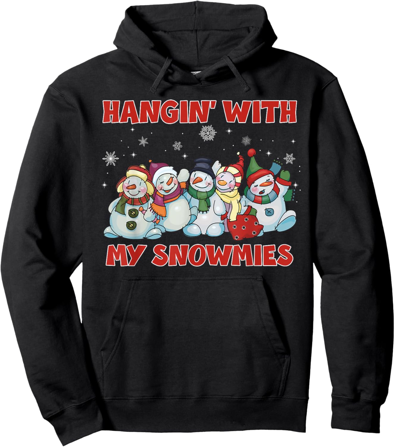 Hanging With My Snowmies Christmas Snowman Squad Matching Hoodie - Hoodie | Black
