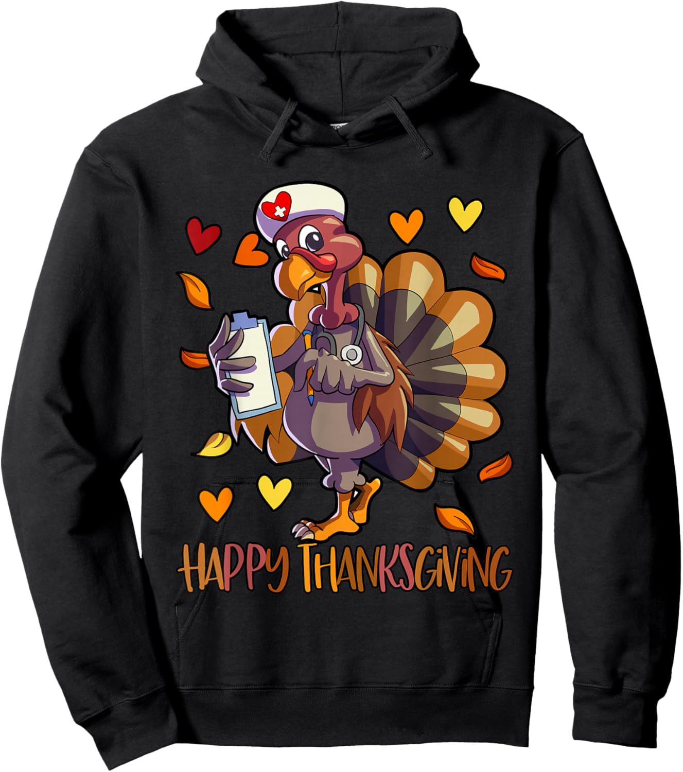 Turkey Nurse Thanksgiving Women Holiday Nursing Hoodie - Hoodie | Black
