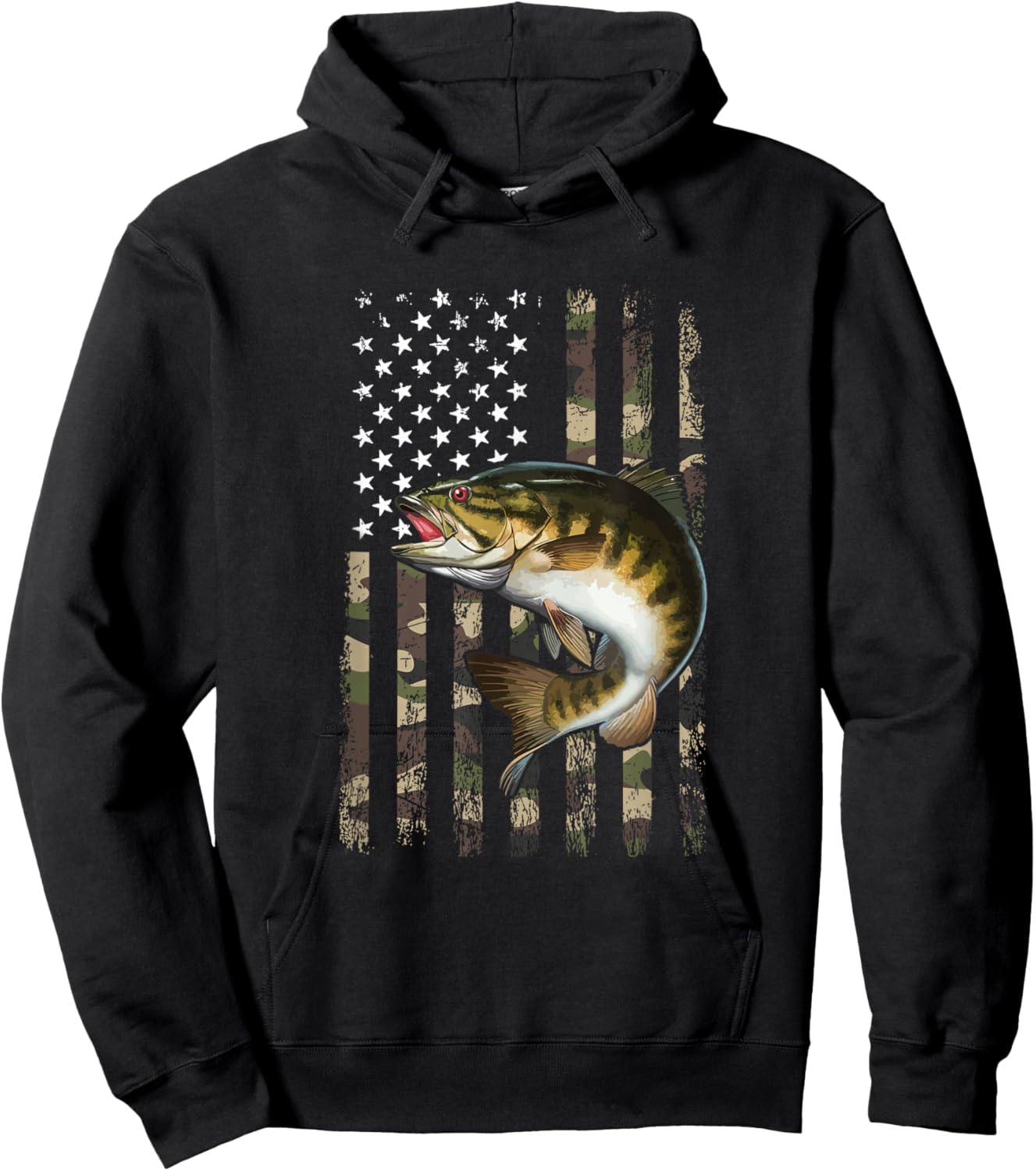 smallmouth bass American Flag, smallmouth bass Hoodie - Hoodie | Black