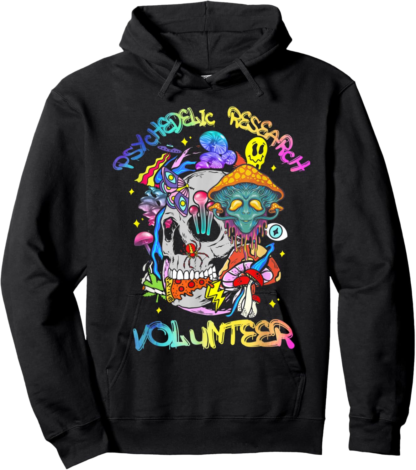 Psychedelic Mushroom Research Volunteer Hoodie - Hoodie | Black