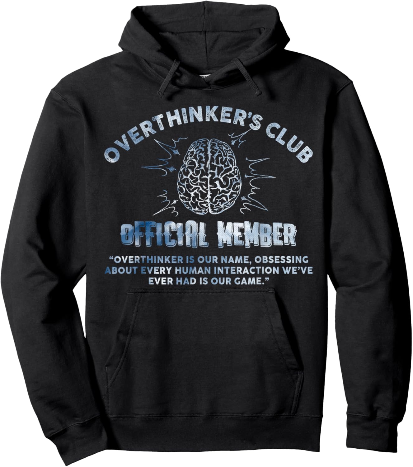 Overthinker's Club Official Member Brain Hoodie - Hoodie | Black
