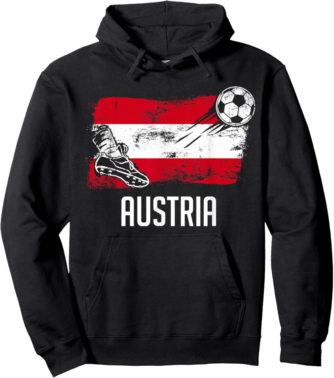 Austria Flag Jersey Austrian Soccer Team Austrian Hoodie - Hoodie | Black