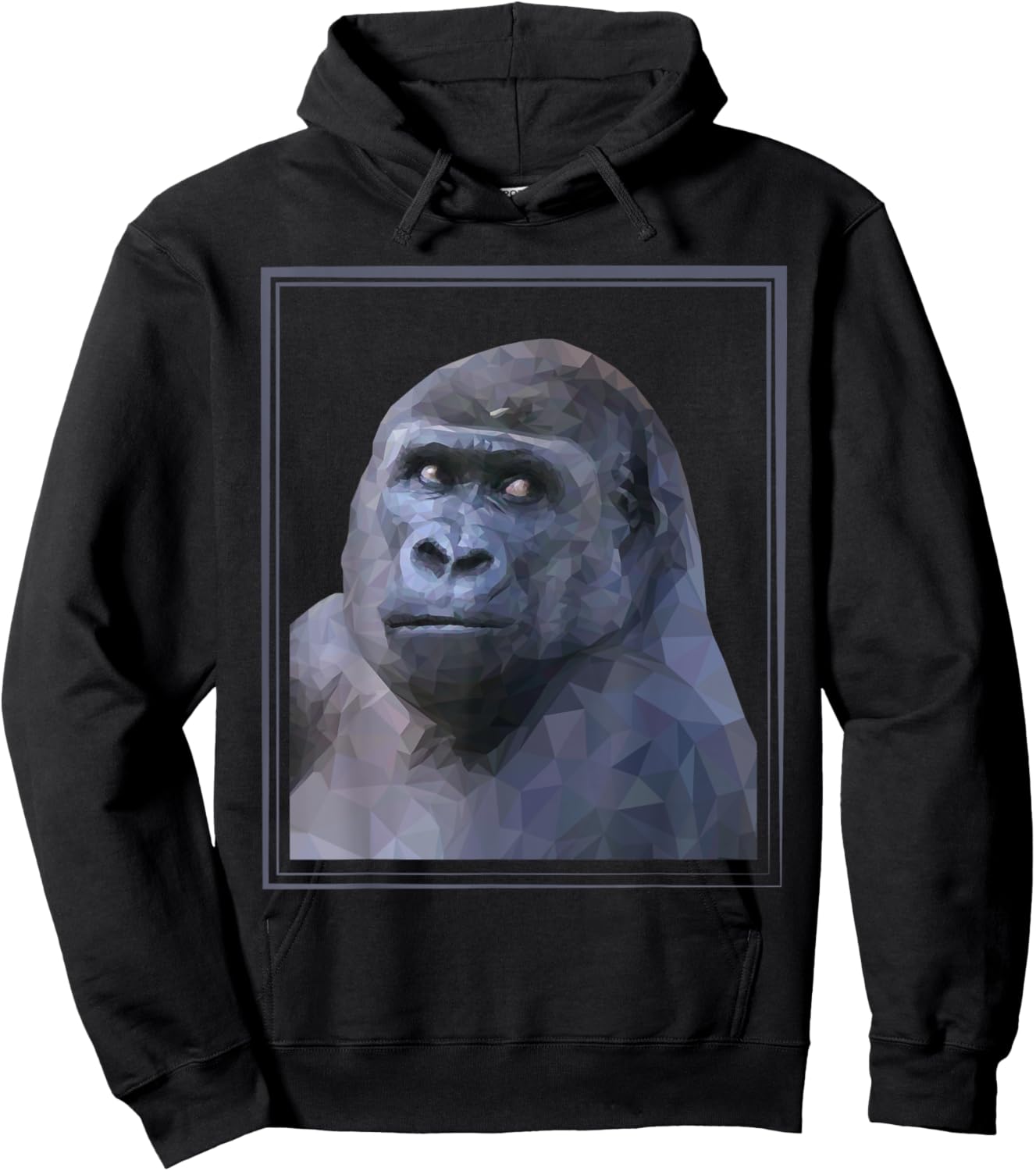 Gorilla Polygonal Design Animals Gorillas Wildlife Nature Hoodie - Hoodie | Black