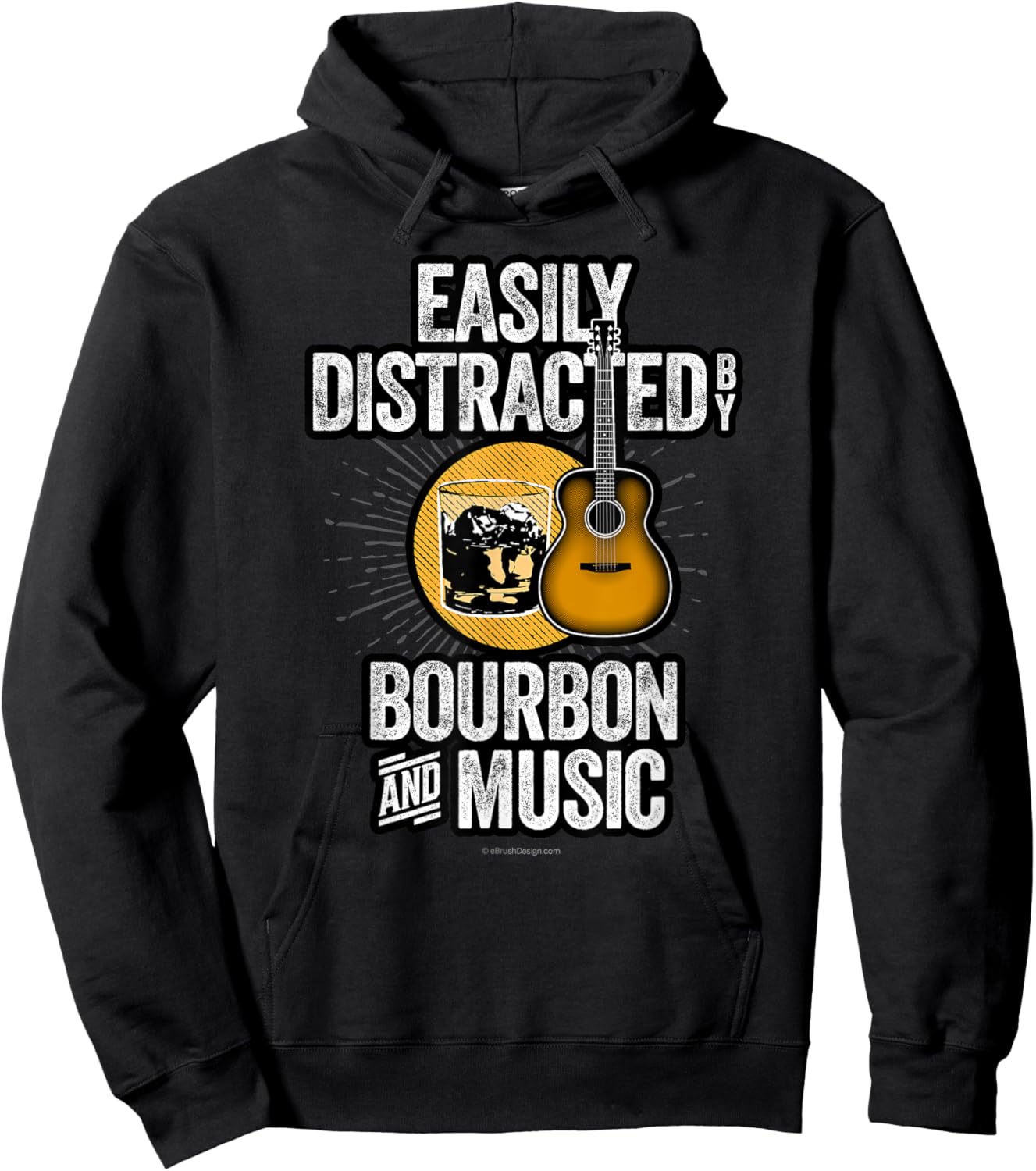 Easily Distracted by Bourbon and Music - funny bourbon lover Hoodie - Hoodie | Black