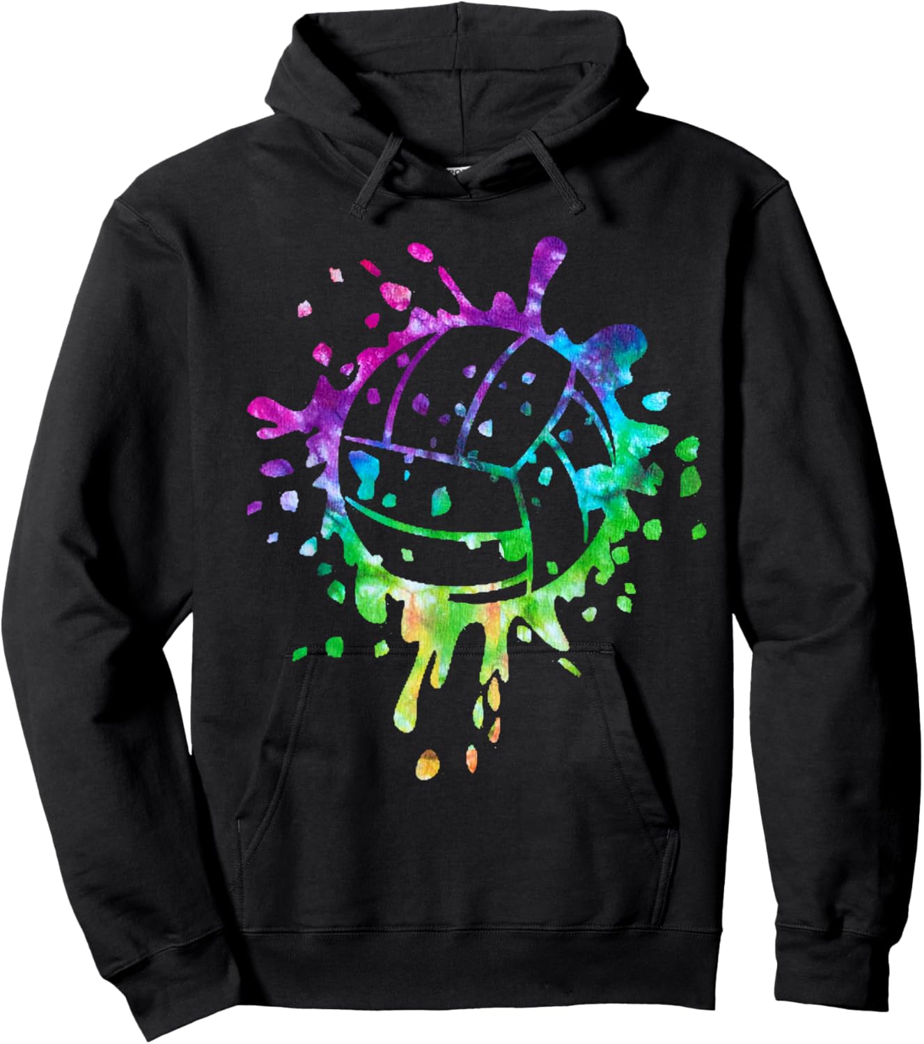 Volleyball Tie Dye Girls Distressed Ball Hoodie - Hoodie | Black