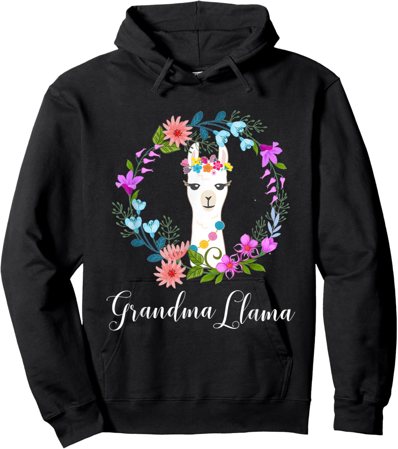 Cute Grandma Llama for Alpaca fans Hoodie - Hoodie | Black