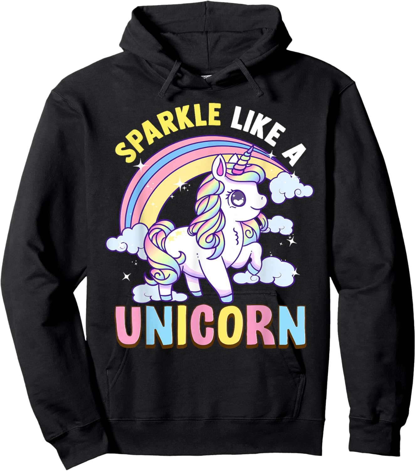Unicorn Rainbow Kawaii Anime Pastel Sparkle Like A Unicorn Hoodie - Hoodie | Black