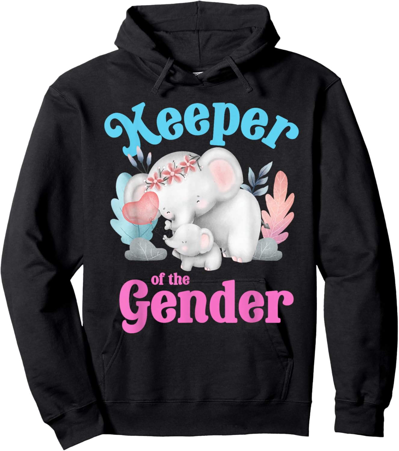 Cute Baby Elephant Keeper of Gender - baby reveal party idea Hoodie - Hoodie | Black
