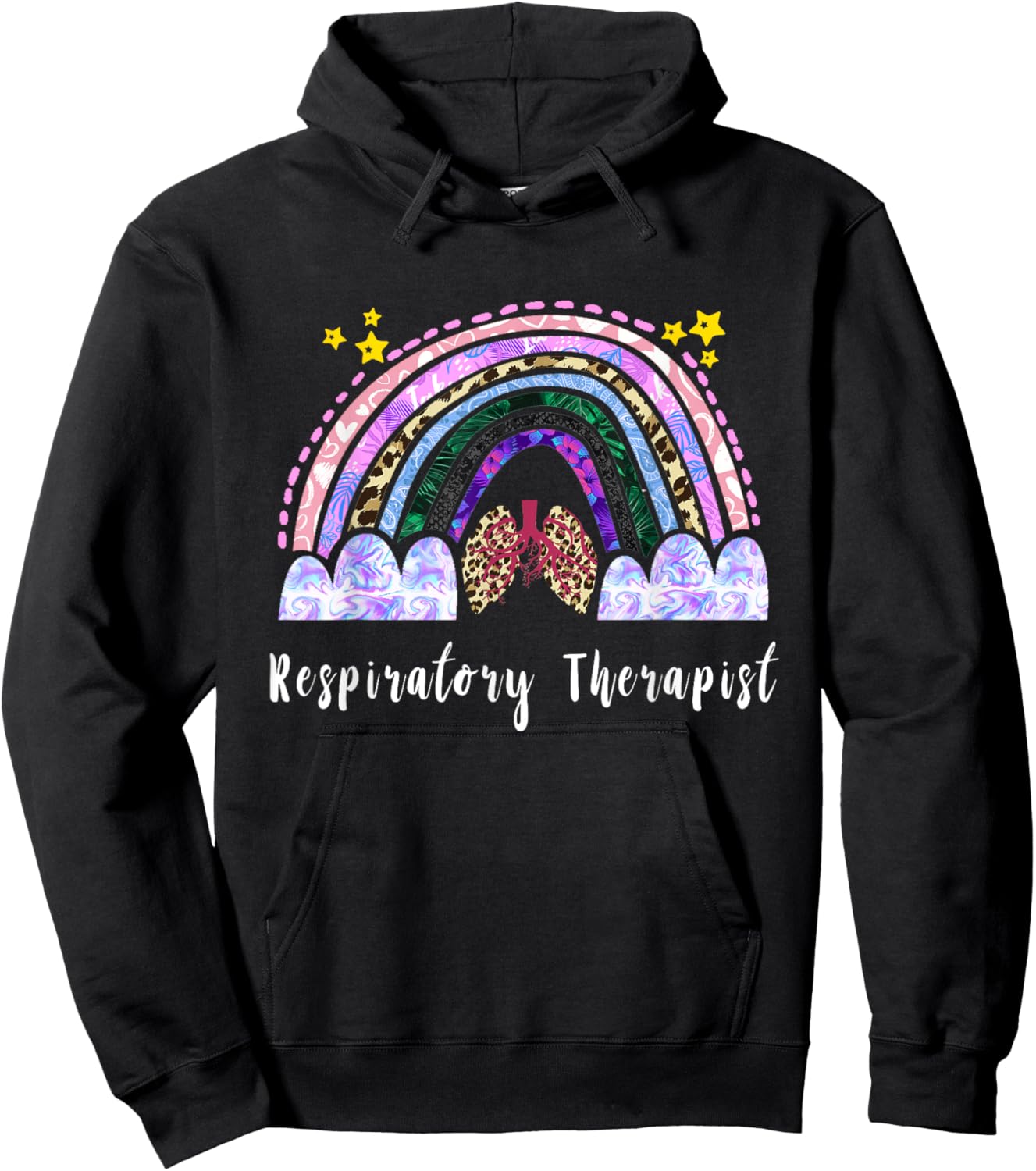 Respiratory Therapist Lung Rainbow Lung Respiratory Therapy Hoodie - Hoodie | Black
