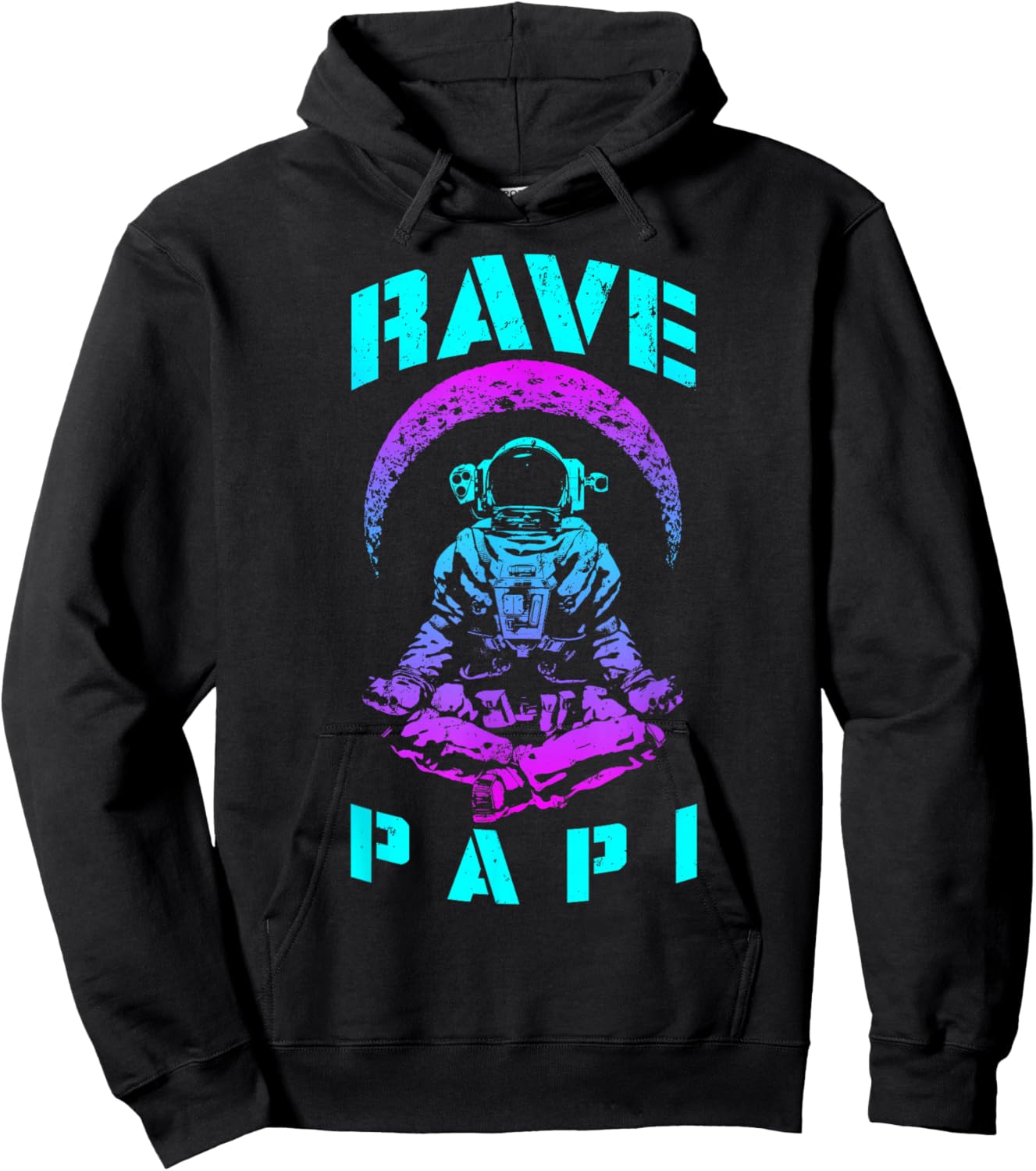 Rave Papi EDM Music Festival Trippy Astronaut Crescent Moon Hoodie - Hoodie | Black