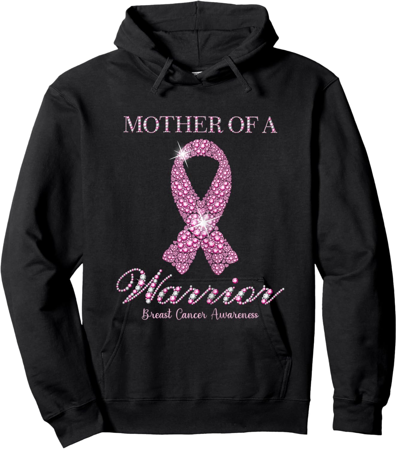 Mother Of A Warrior Breast Cancer Awareness Pink Ribbon Hoodie - Hoodie | Black