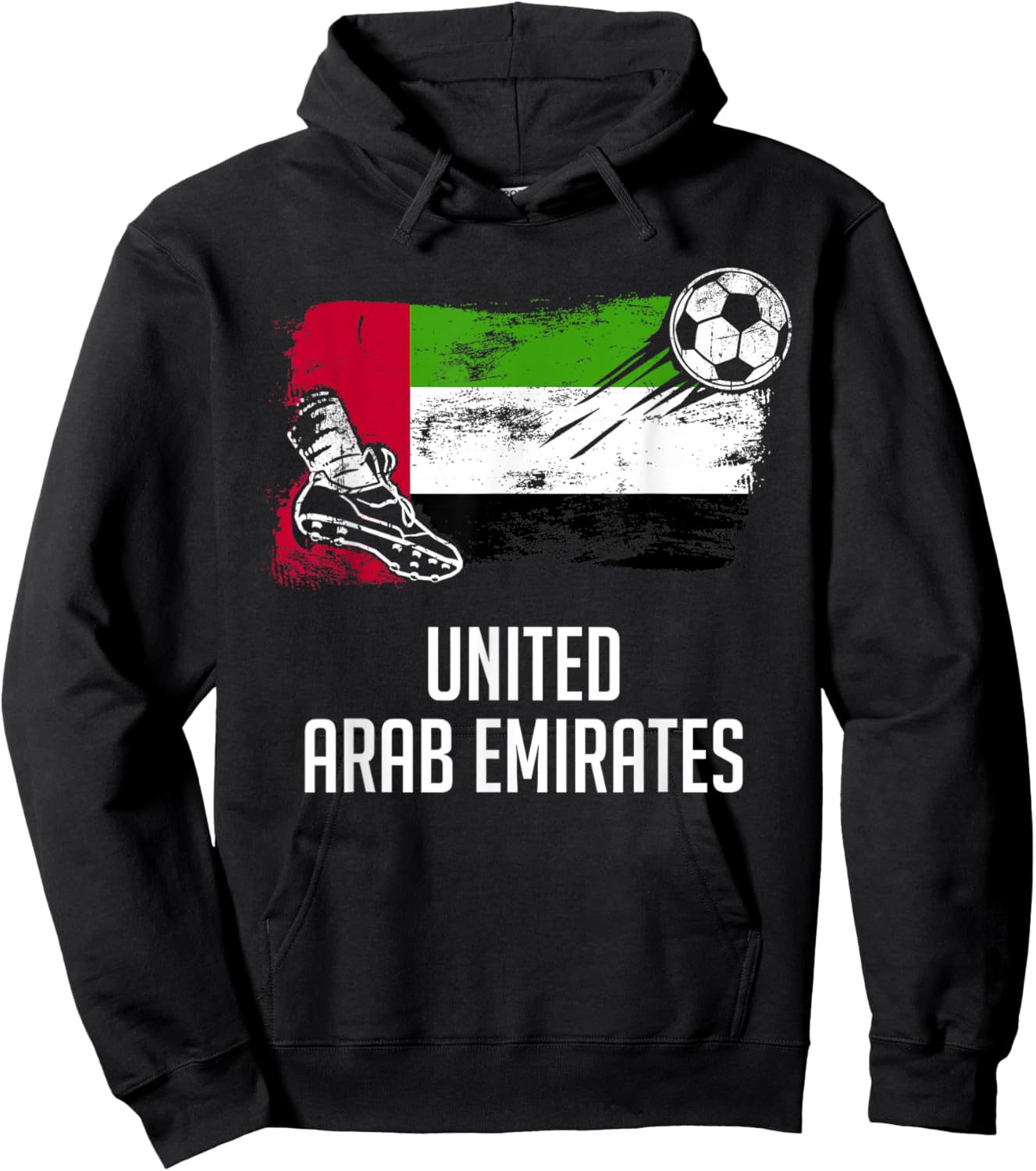 United Arab Emirates Flag Jersey Emirati Soccer Team Hoodie - Hoodie | Black