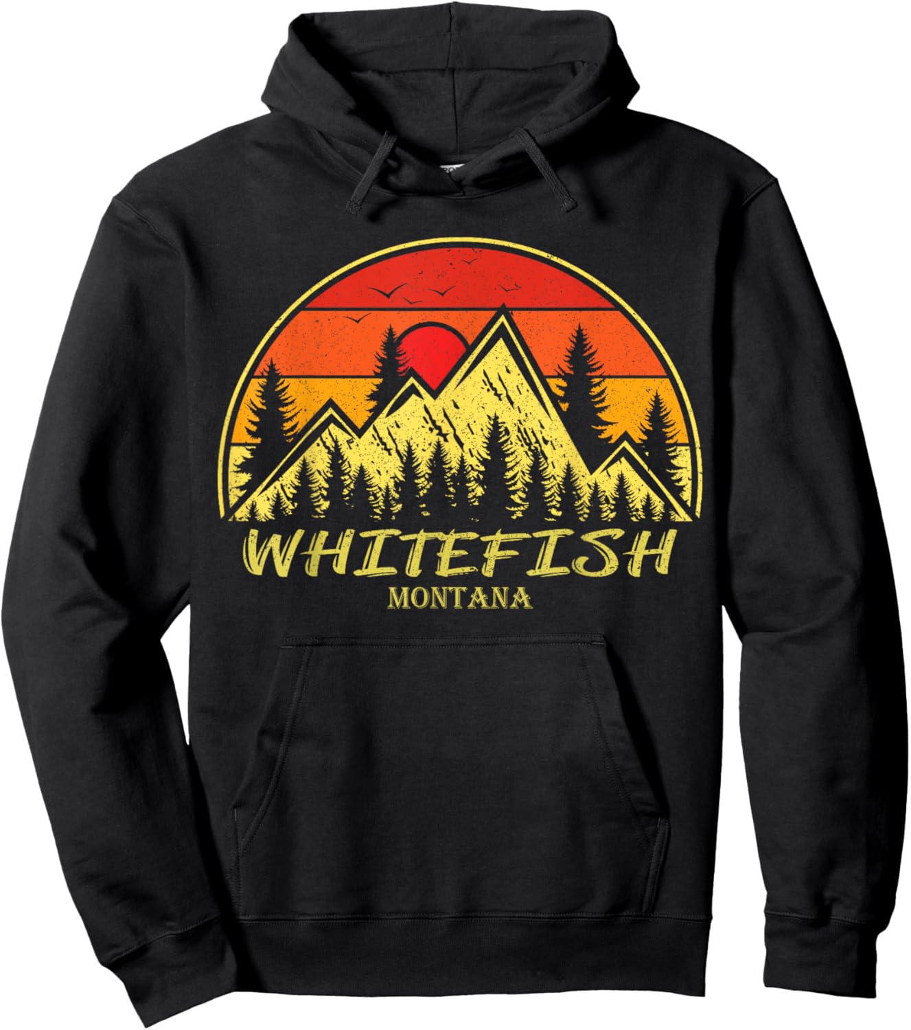 Vintage Whitefish Montana MT Mountains Hike Hiking Souvenir Hoodie - Hoodie | Black