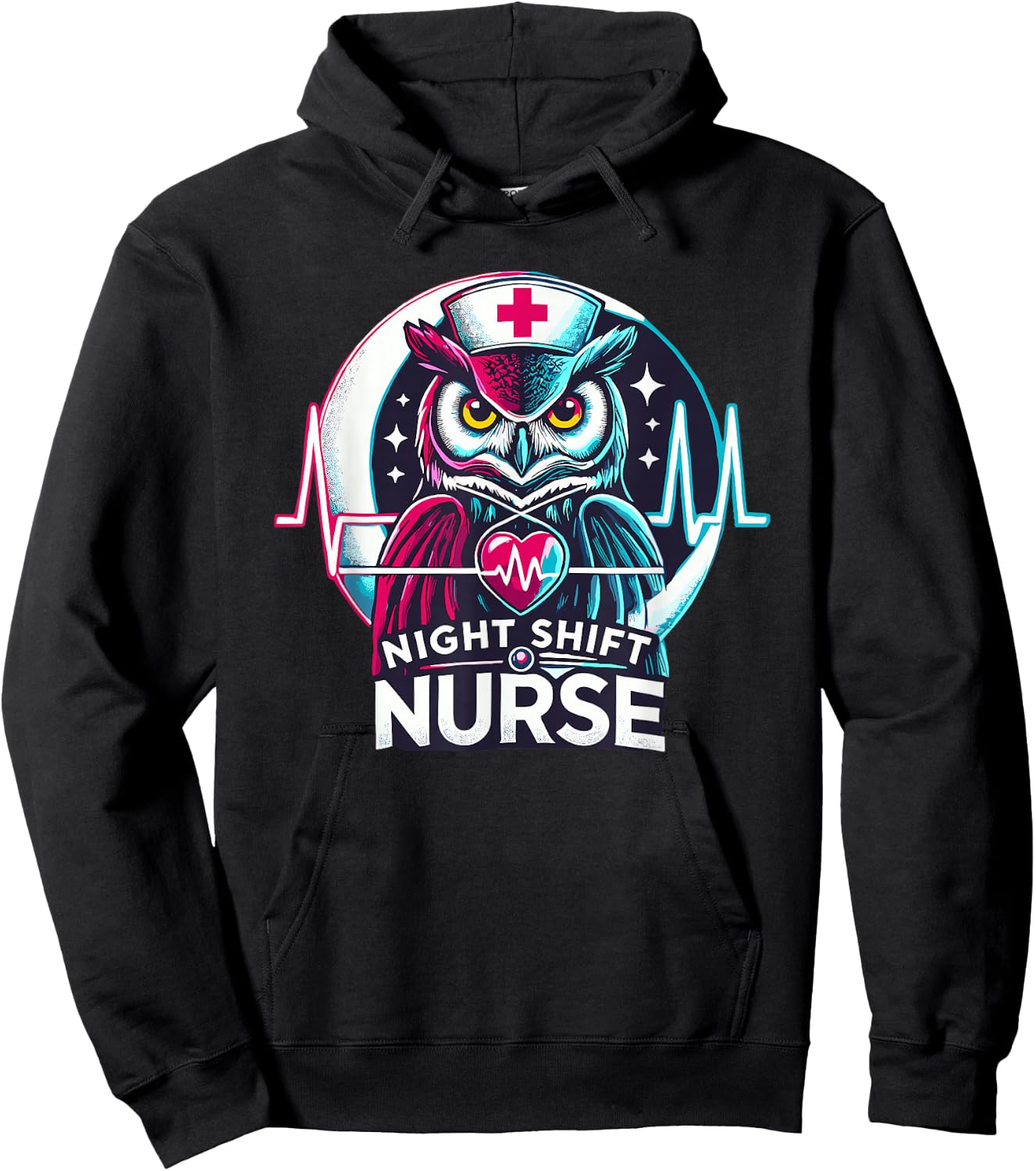 Night Shift Nurse Owl RN RT US Funny Nurse Hoodie - Hoodie | Black