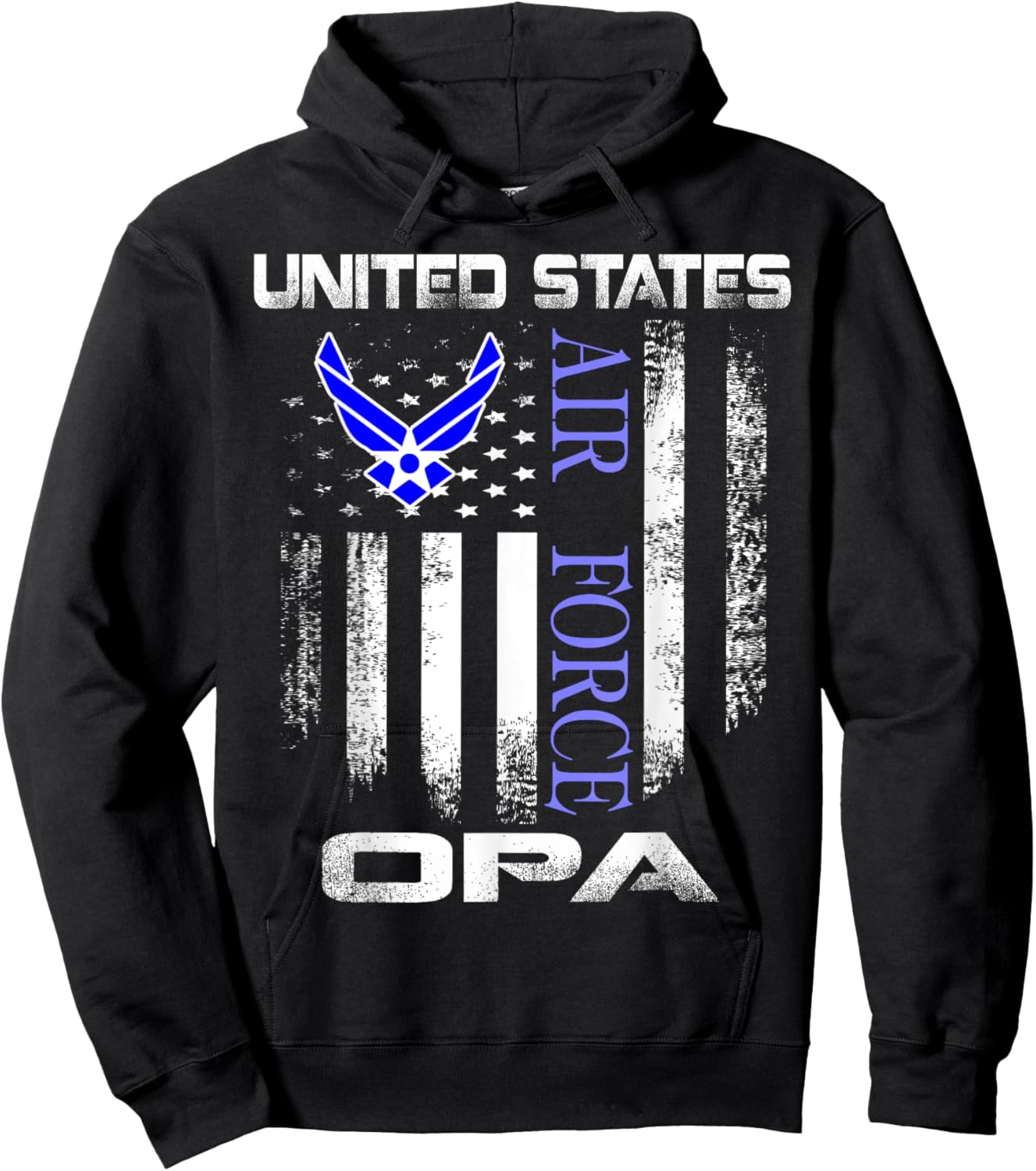 Vintage United States Air Force Opa With American Flag Hoodie - Hoodie | Black