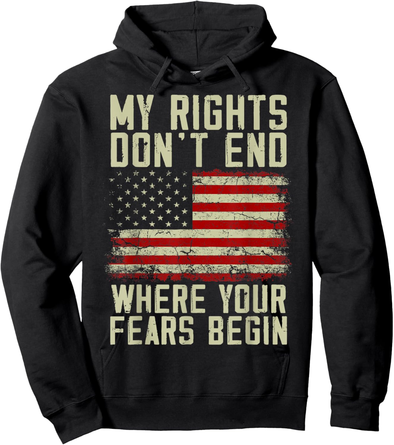 American Flag My Rights Don't End Where Your Fears Begin Women Men Hoodie - Hoodie | Black