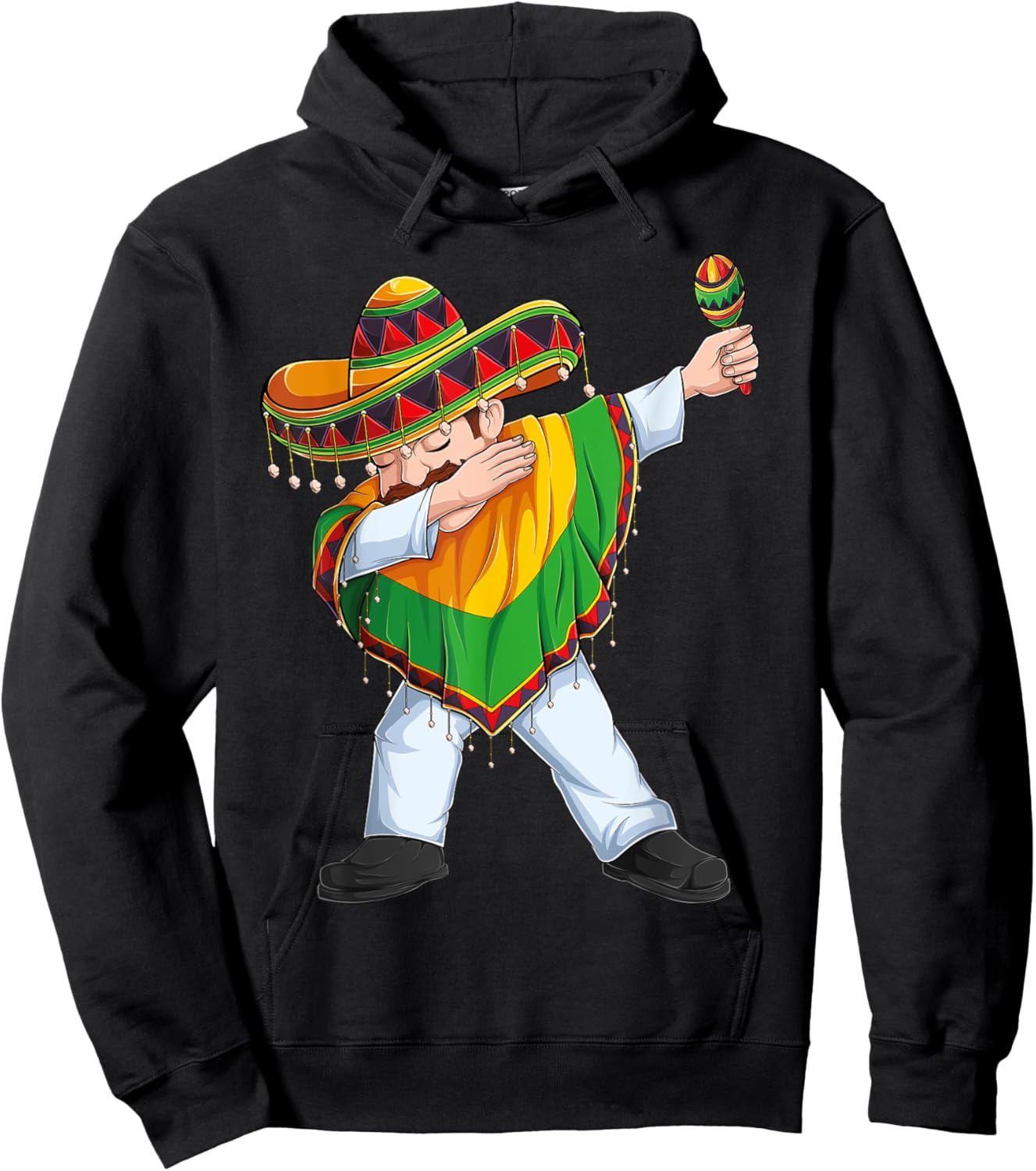 Dabbing Mexican Man Poncho Sombrero Cinco De Mayo Fiesta Men Hoodie - Hoodie | Black