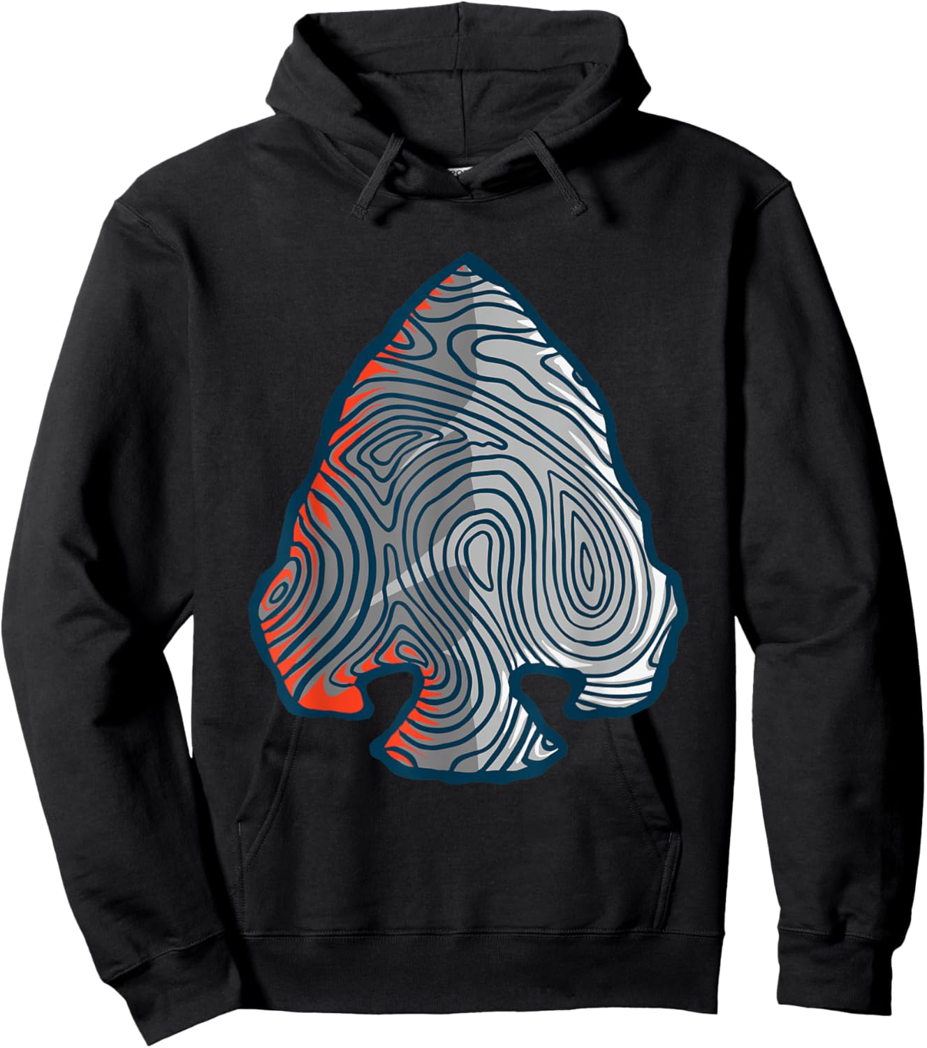 Topographic Lines Arrowhead Design Hiking Graphic Retro Hoodie - Hoodie | Black