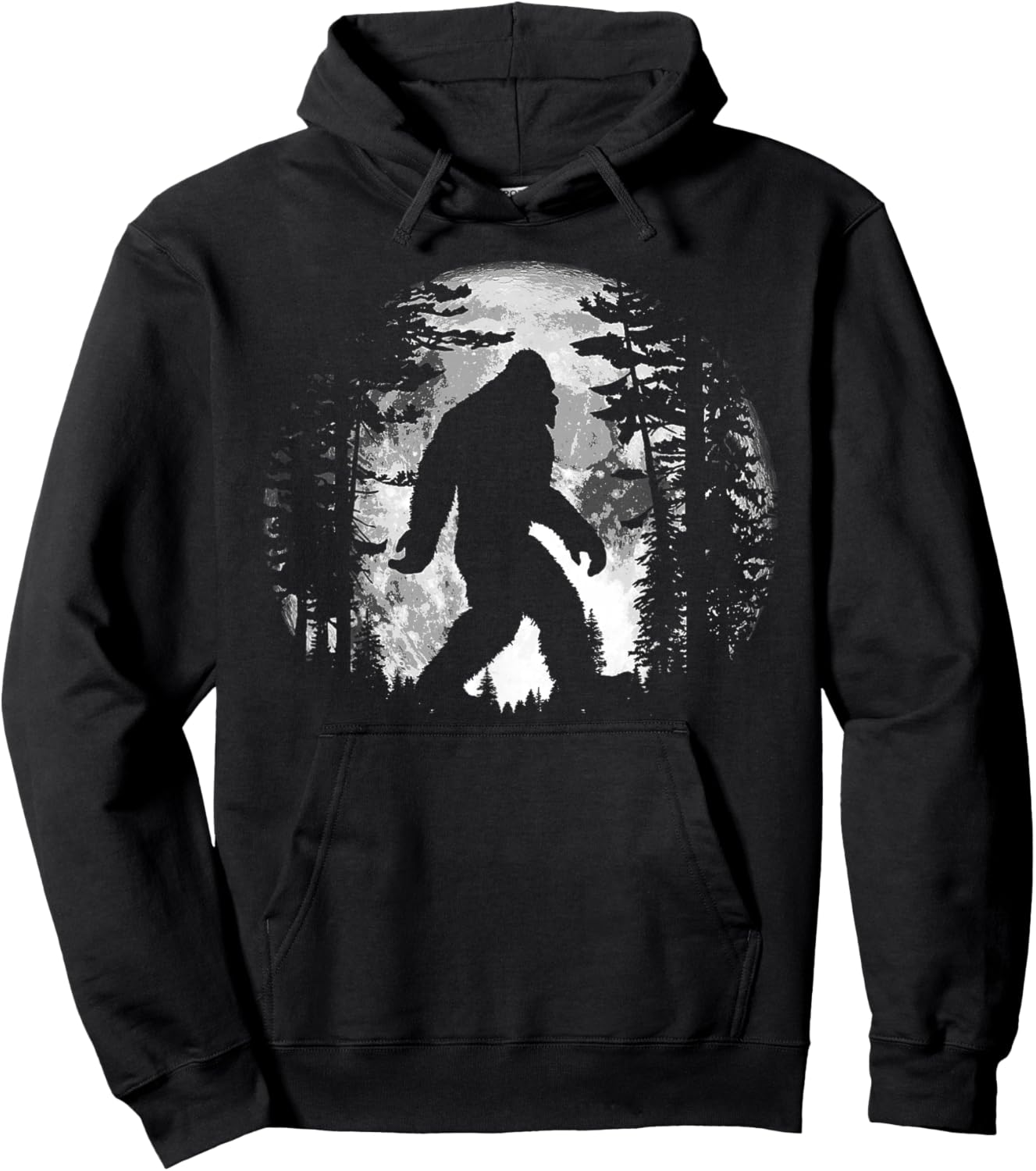 Bigfoot Night Stroll Cool Full Moon & Tree Tunnel Sasquatch Hoodie - Hoodie | Black
