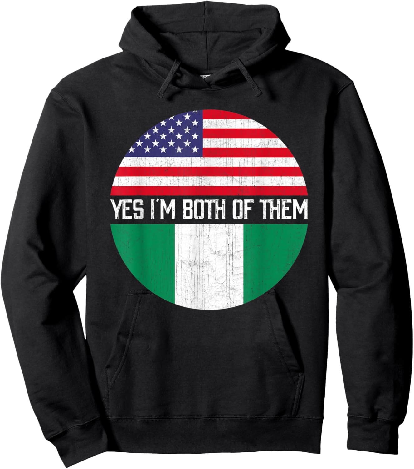 Half American Half Nigerian USA Flag Family Heritage Women Kids Men Hoodie - Hoodie | Black