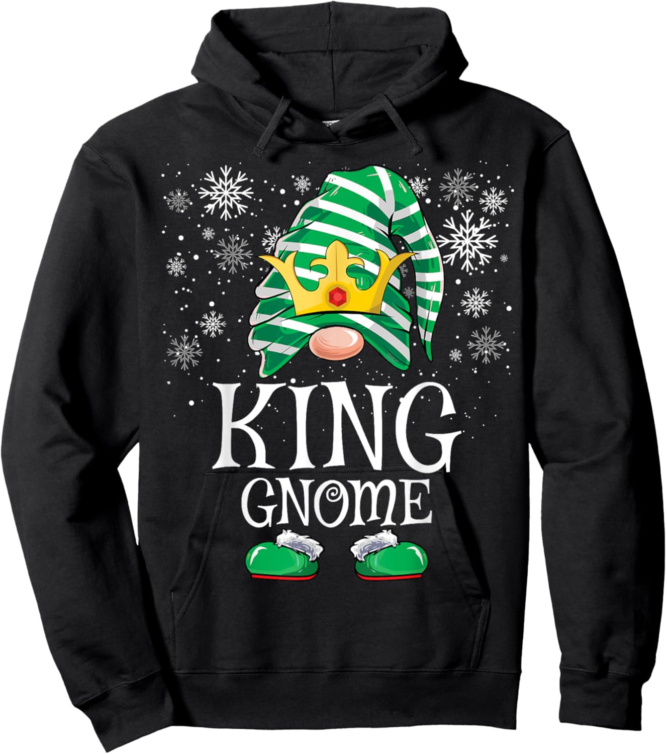 King Gnome Matching Family Gnomes Funny Christmas Hoodie - Hoodie | Black