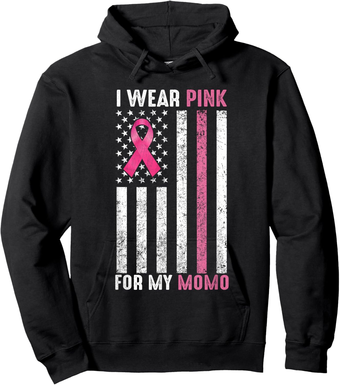 I Wear Pink For My Momo Pink Breast Cancer Awareness Month Hoodie - Hoodie | Black