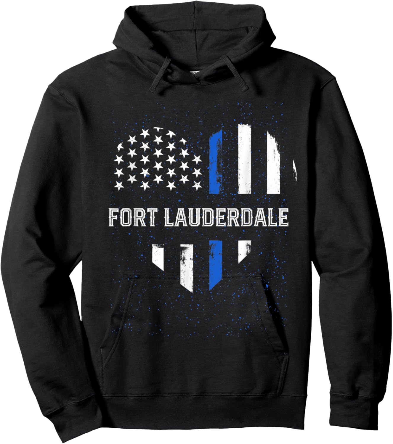 Thin Blue Line Heart Fort Lauderdale Police Officer Hoodie - Hoodie | Black