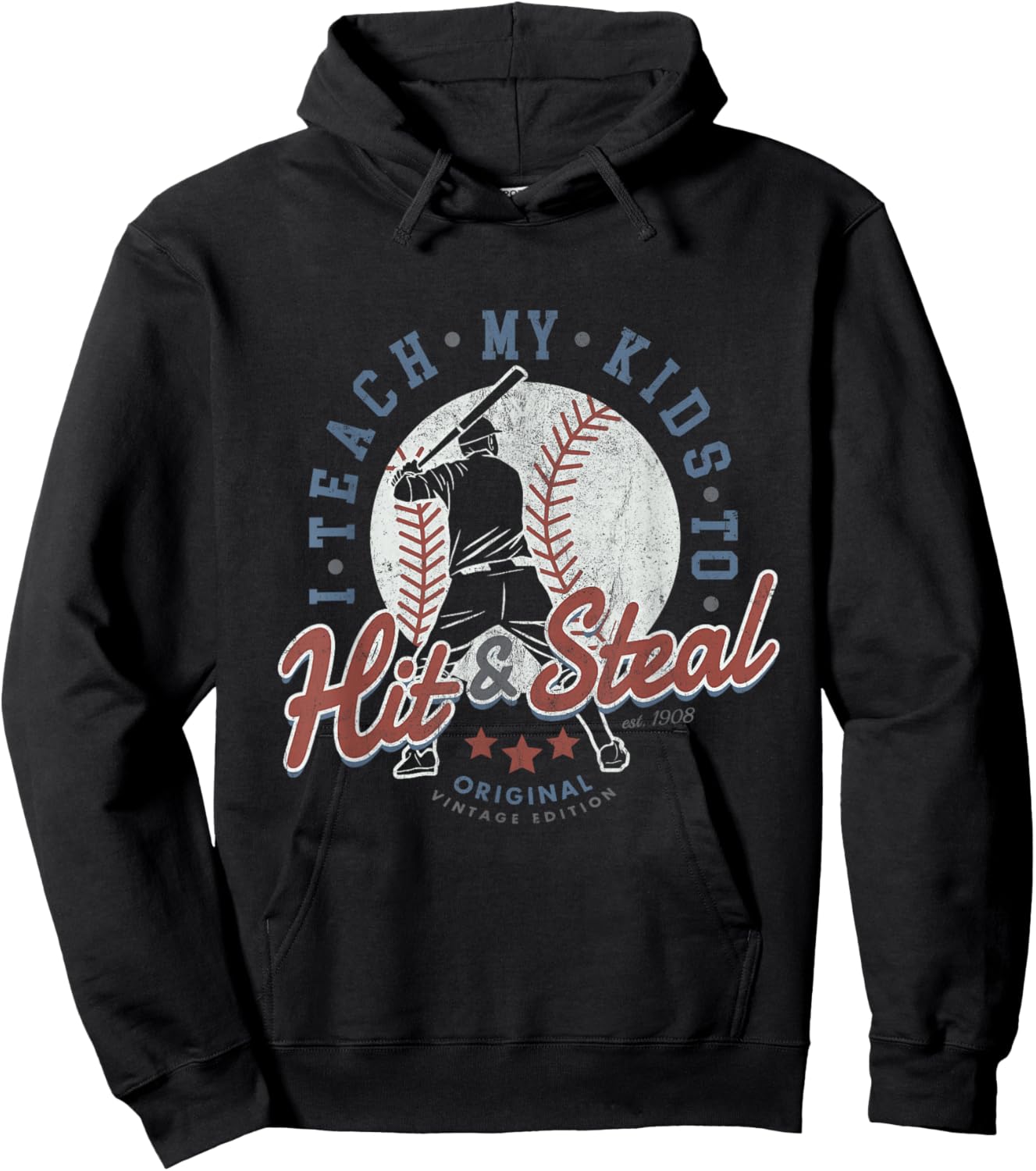 I Teach My Kids To Hit And Steal Baseball Coaching Softball Hoodie - Hoodie | Black