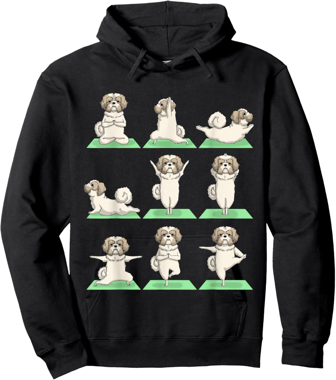 Shih Tzu Dog Yoga Pose Zen Cute Workout Exercise Yogi Funny Hoodie - Hoodie | Black