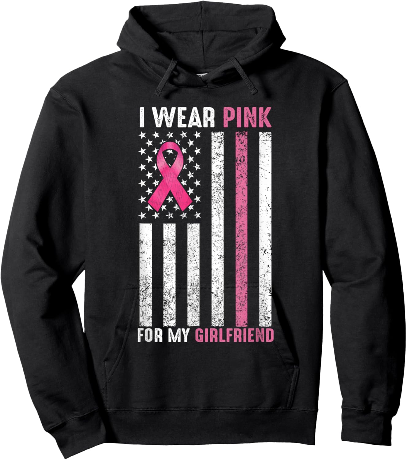 I Wear Pink For My Girlfriend Pink Breast Cancer Awareness Hoodie - Hoodie | Black