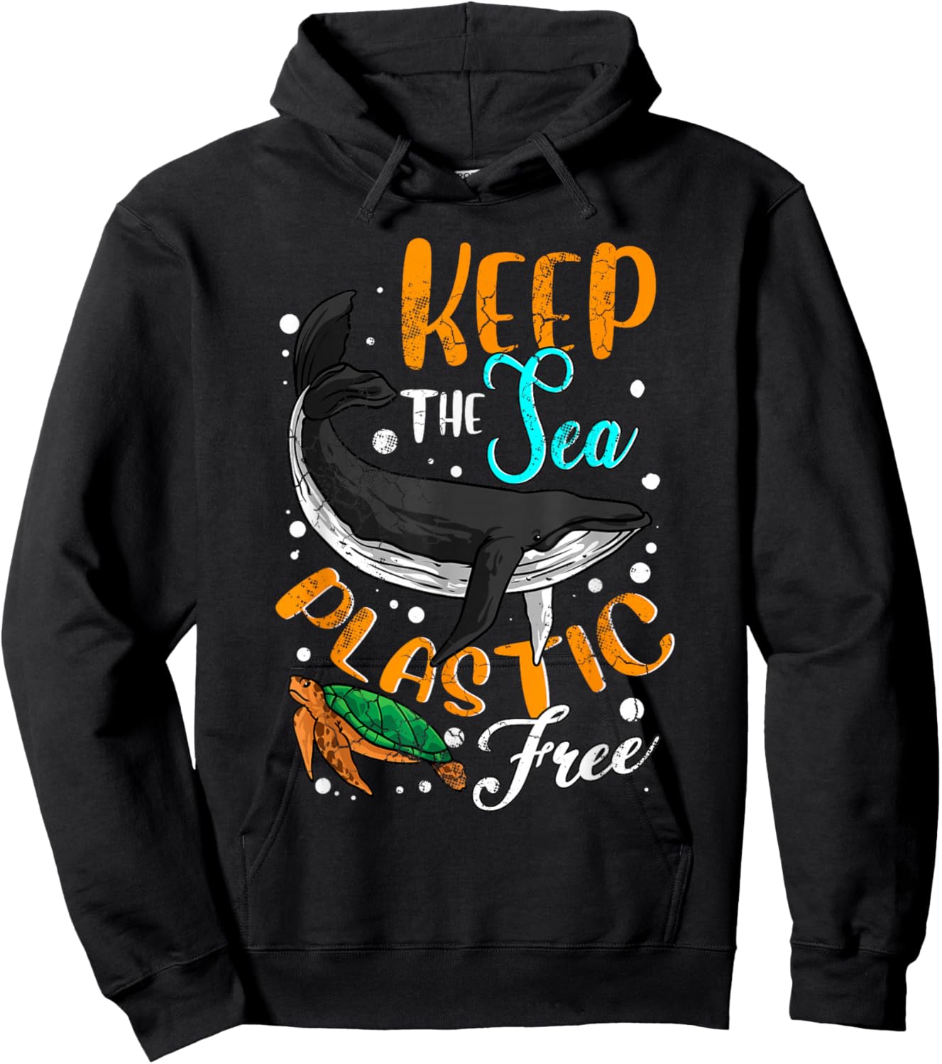 Keep The Sea Plastic Free Environment Environmental Ocean Hoodie - Hoodie | Black