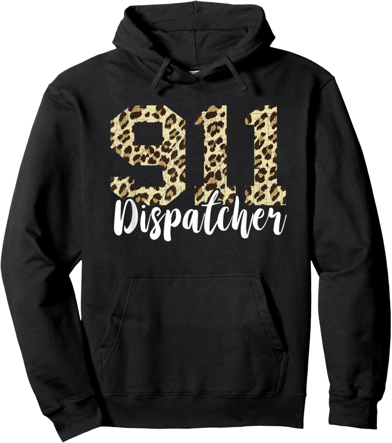 Dispatcher 911 Leopard Operator On Thin Yellow Line Call Hoodie - Hoodie | Black