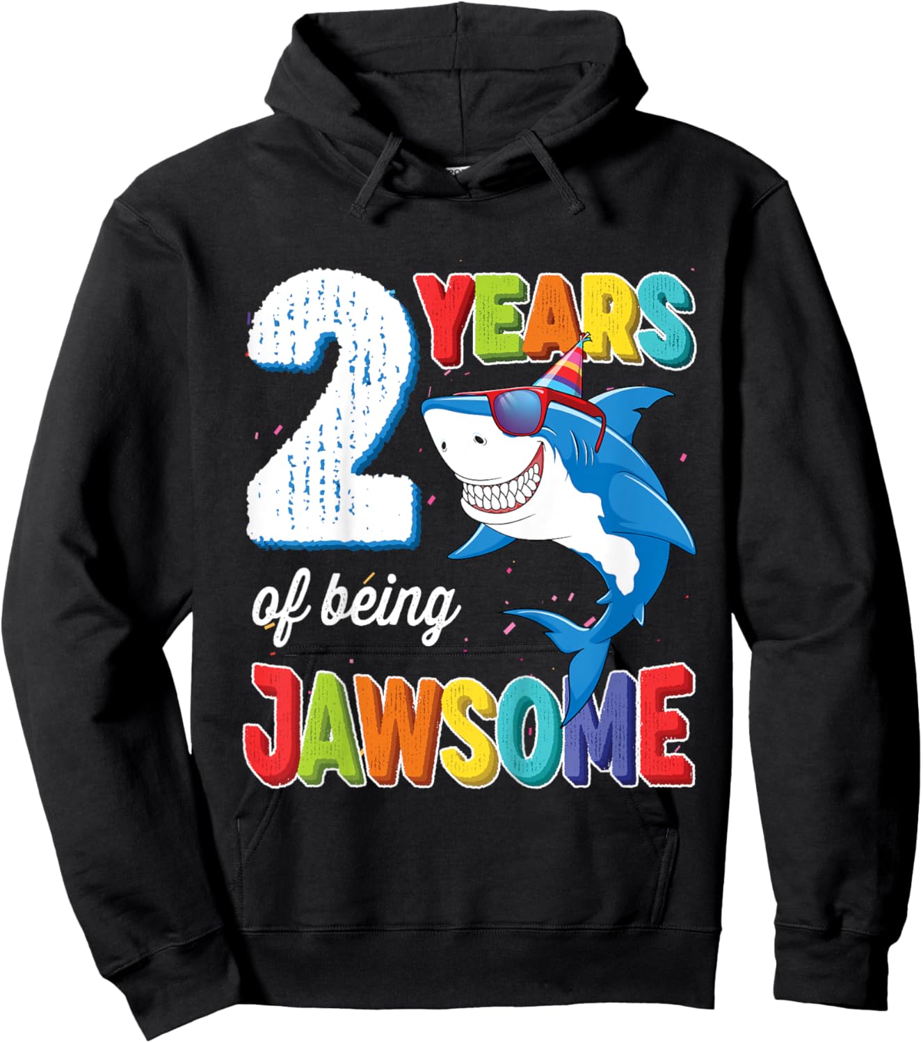 2 Year Old Shirt Toddlers Kids JawSome Shark 2nd Birthday Hoodie - Hoodie | Black