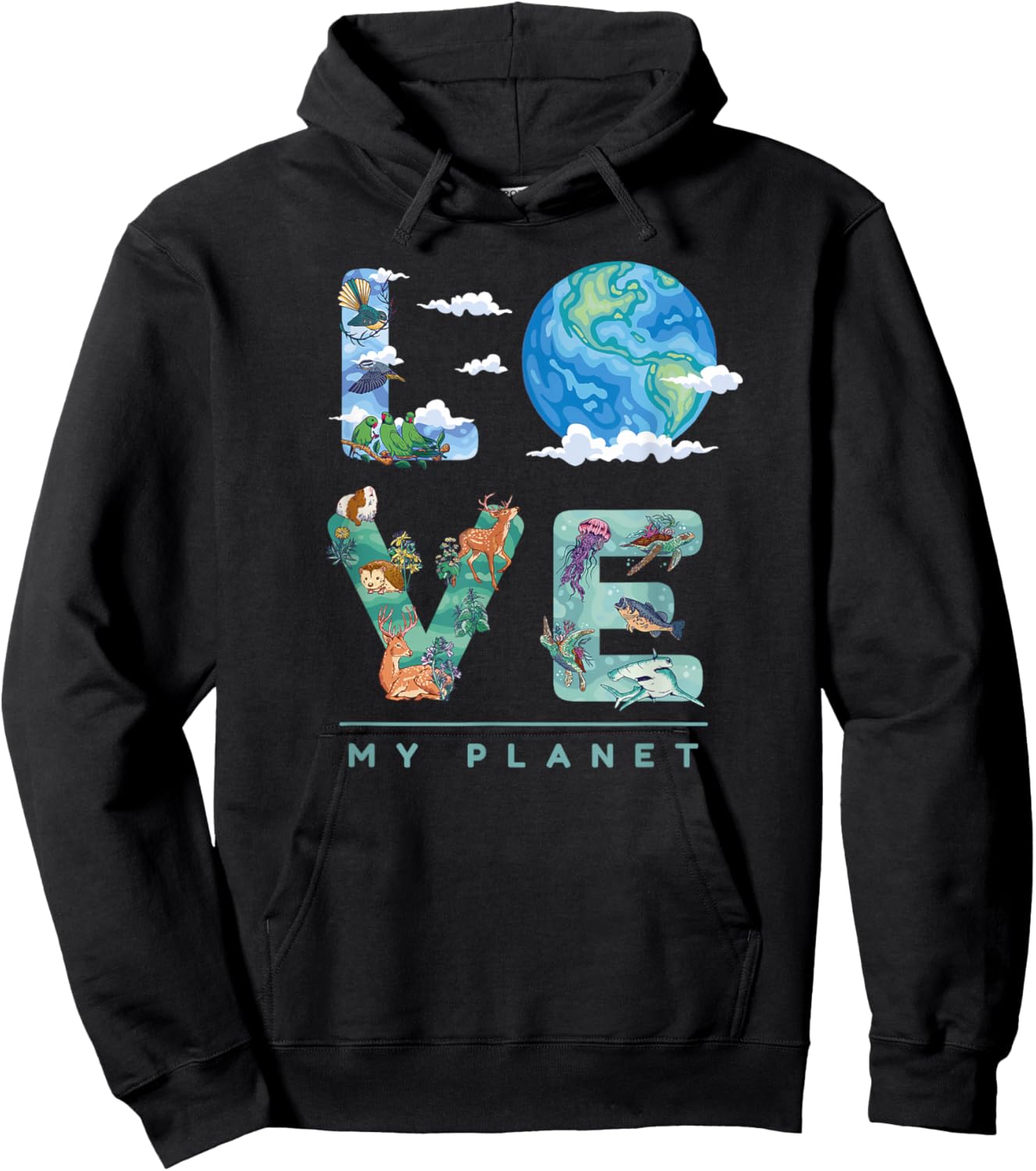 LOVE My Planet / Earth Day Environment, climate change Hoodie - Hoodie | Black