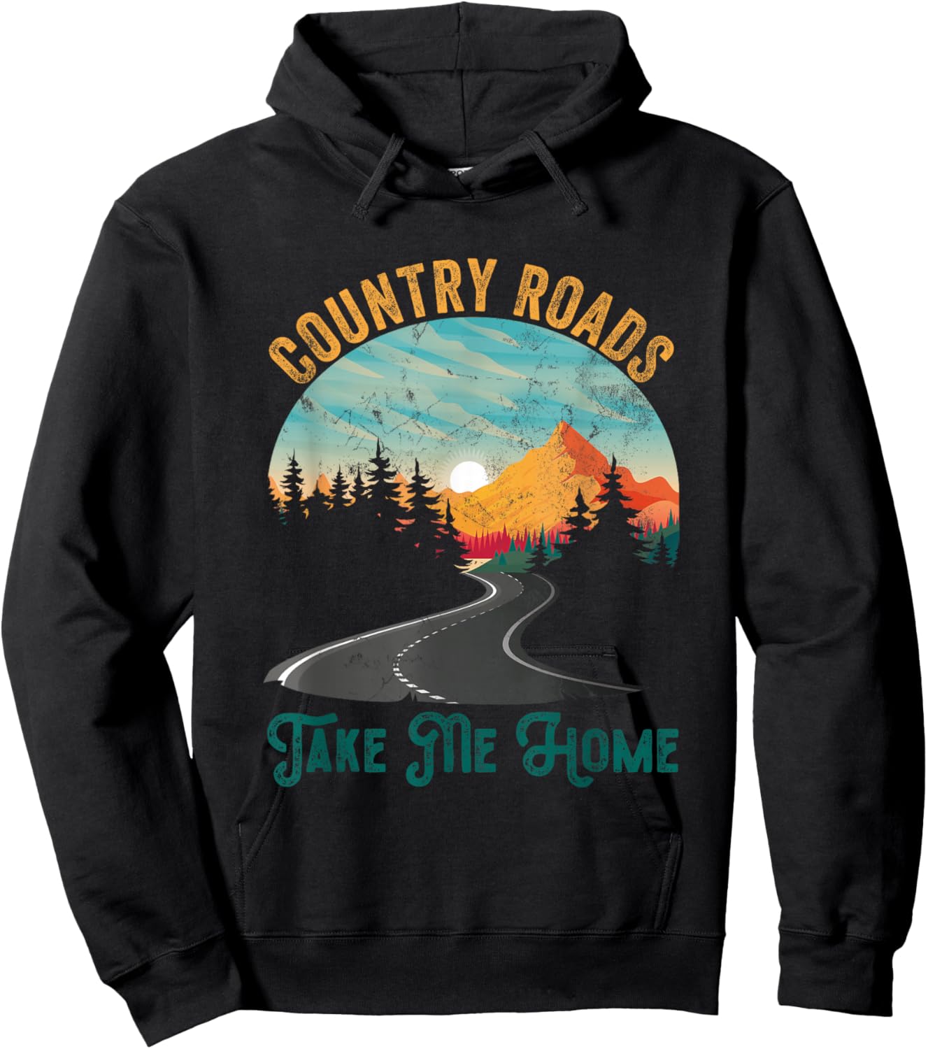 Vintage Retro Country Roads Take Me My Home Hoodie - Hoodie | Black