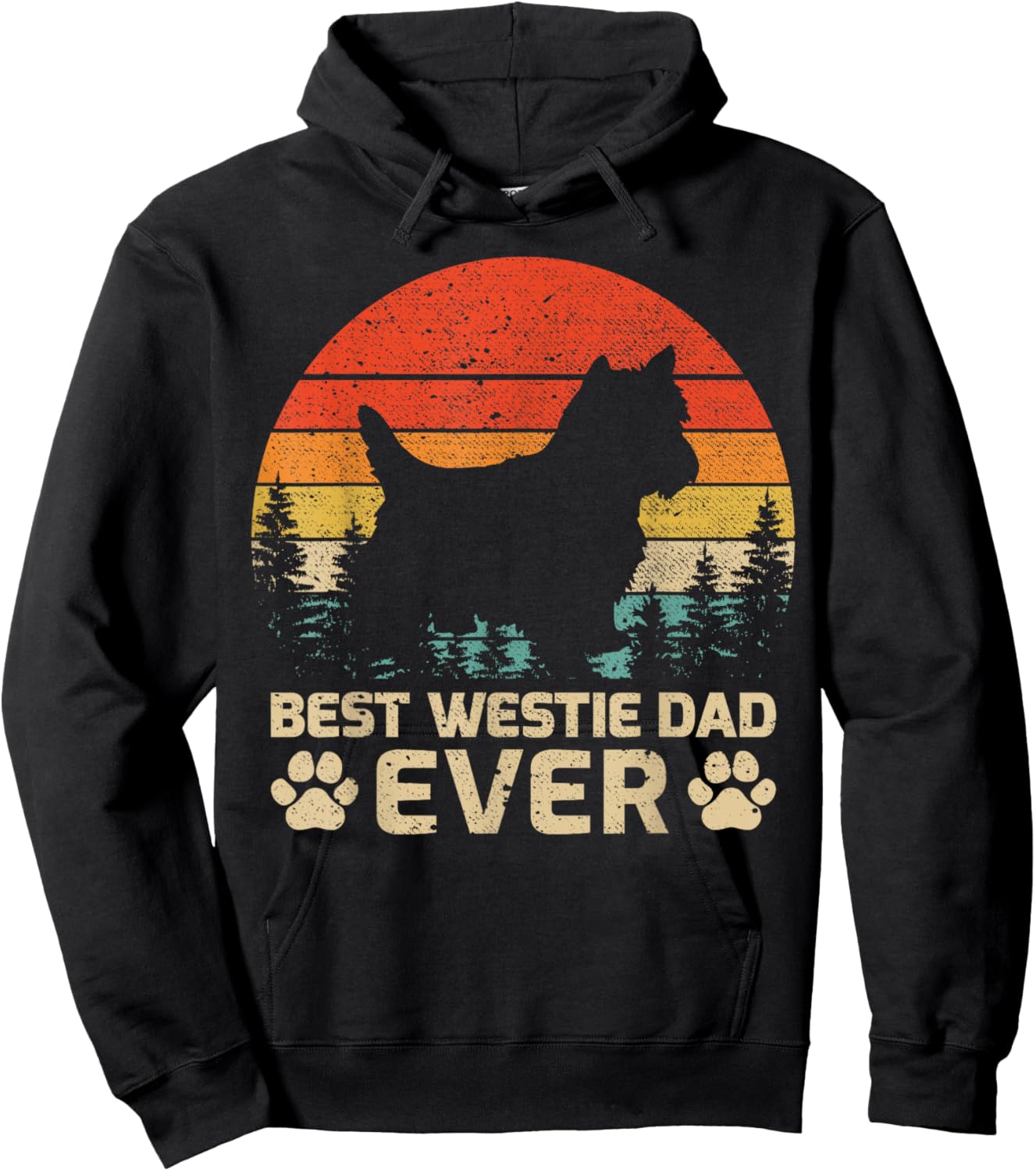Retro Vintage Best Westie Dad Ever Father's Day Hoodie - Hoodie | Black