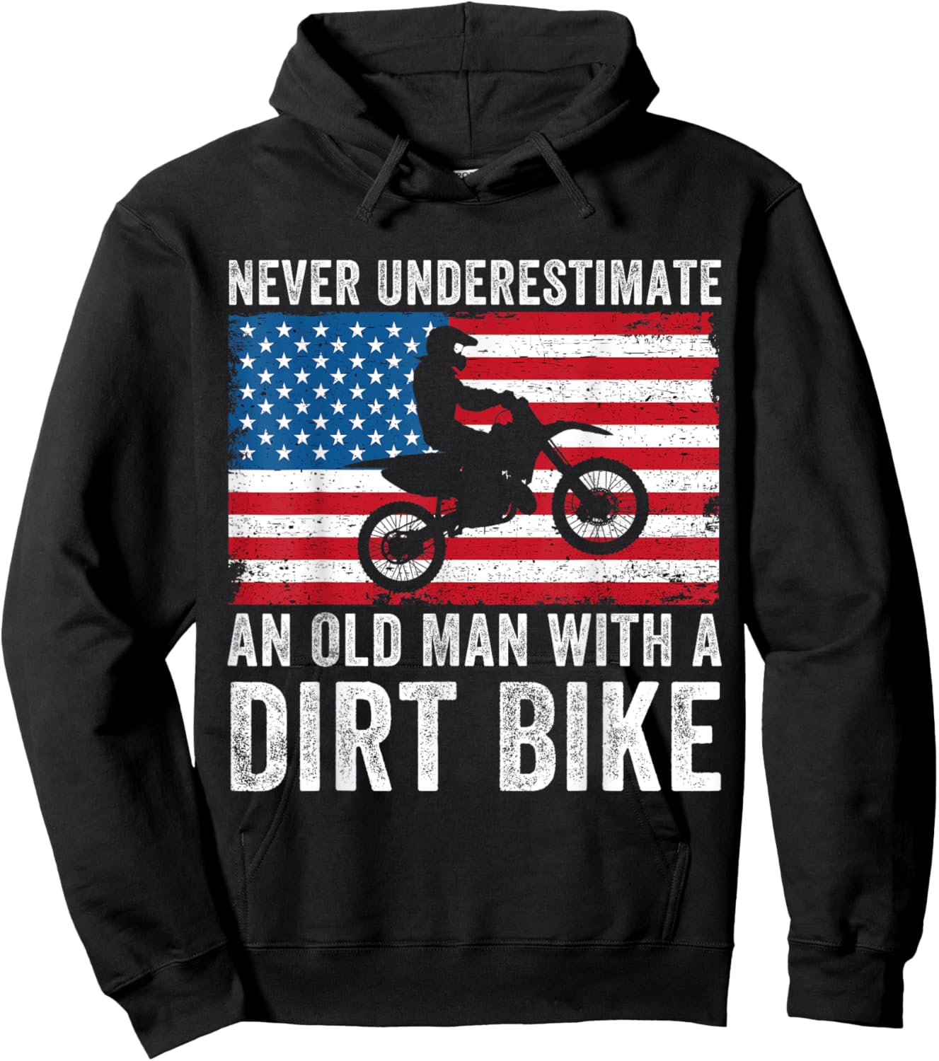 Never Underestimate An Old Man With A Dirt Bike Grandpa Dad Hoodie - Hoodie | Black
