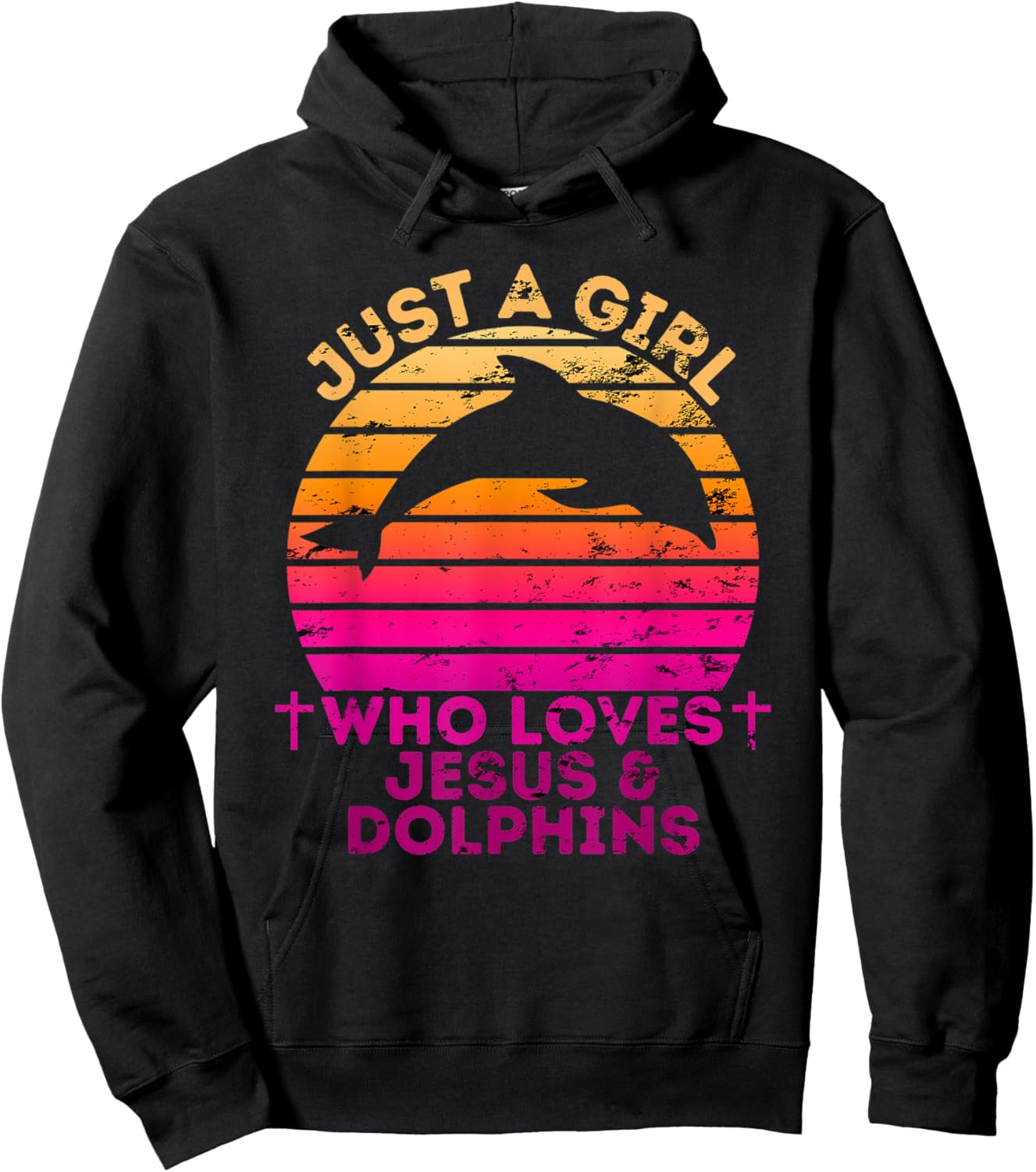 Girl Who Loves Jesus And Dolphins - Christian Woman Hoodie - Hoodie | Black